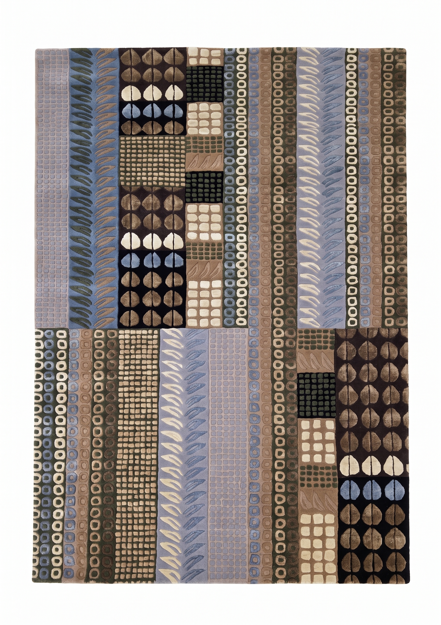 Scandinavian Modernist Stripe Multiblue, Scandinavia (Swedish or Finnish Mid-Century Modern design tradition) bespoke rug, in slate blue, Wool, 91 × 152 cm (3'0" × 5'0"), Nasim Carpets Malaysia