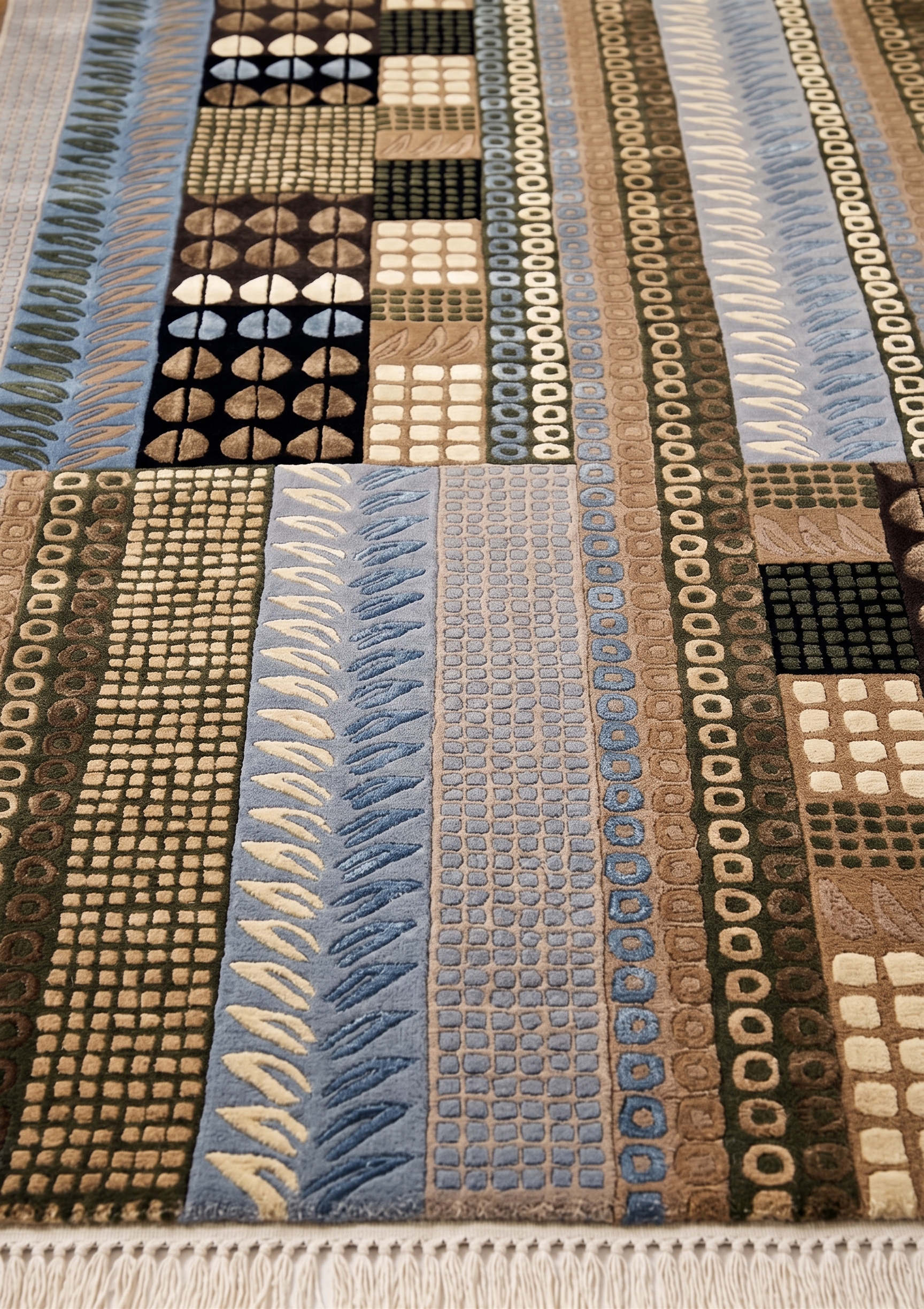 Scandinavian Modernist Stripe Multiblue, Scandinavia (Swedish or Finnish Mid-Century Modern design tradition) bespoke rug, in slate blue, Wool, 91 × 152 cm (3'0" × 5'0"), Nasim Carpets Malaysia — view 3