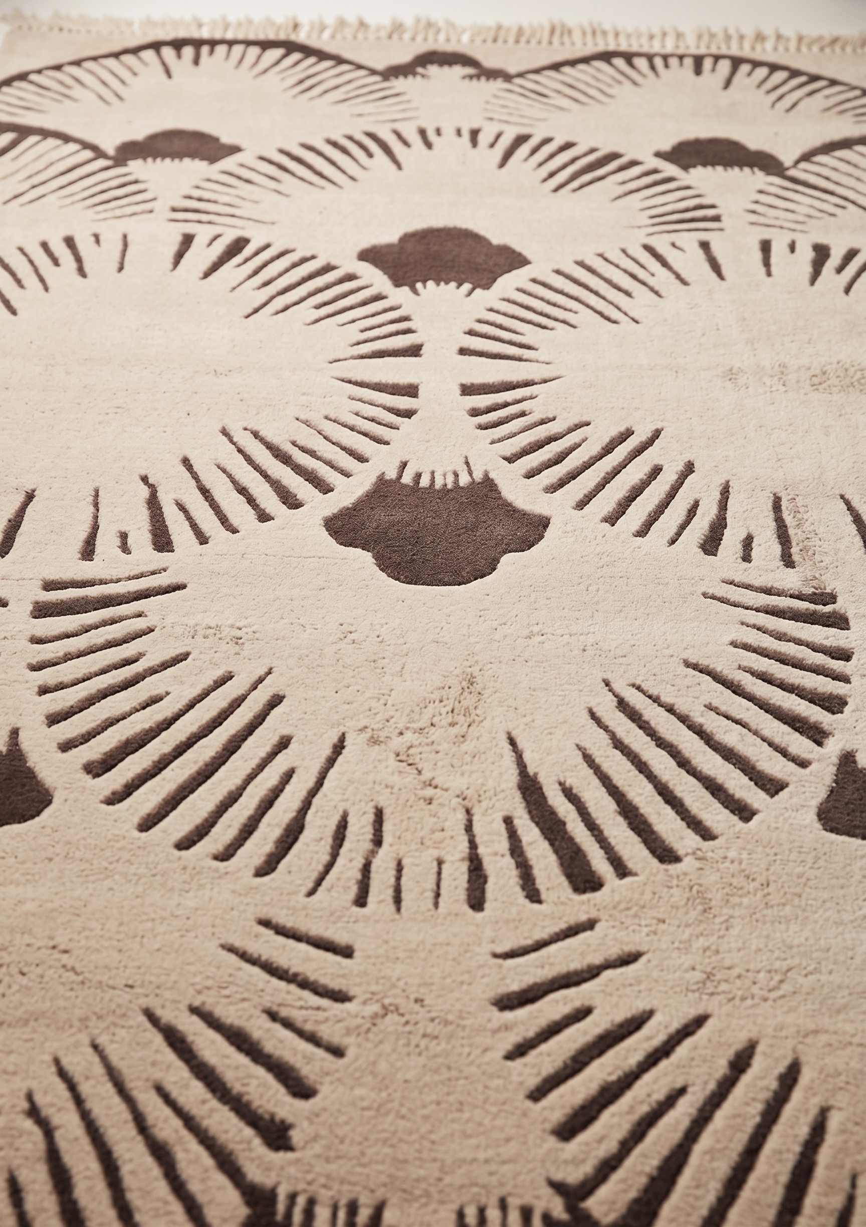 Contemporary Fan Medallion Ivory Taupe, India (Contemporary Designer, likely Jaipur) bespoke rug, in ivory, Wool, 91 × 152 cm (3'0" × 5'0"), Nasim Carpets Malaysia — view 3