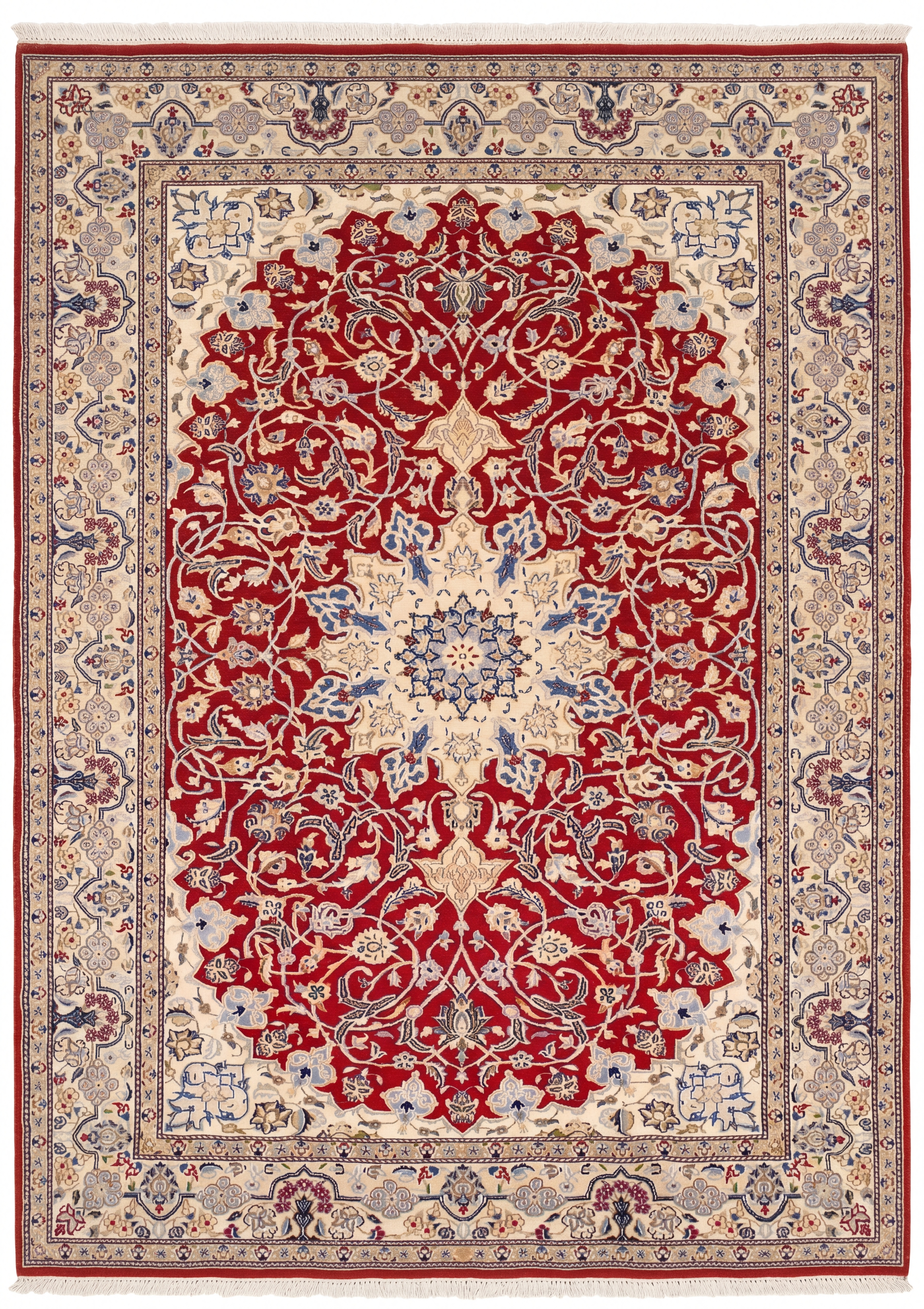 Nain Medallion Floral Red, Nain persian rug, in madder red, Wool, 168 × 268 cm (5'6" × 8'10"), Nasim Carpets Malaysia — view 1