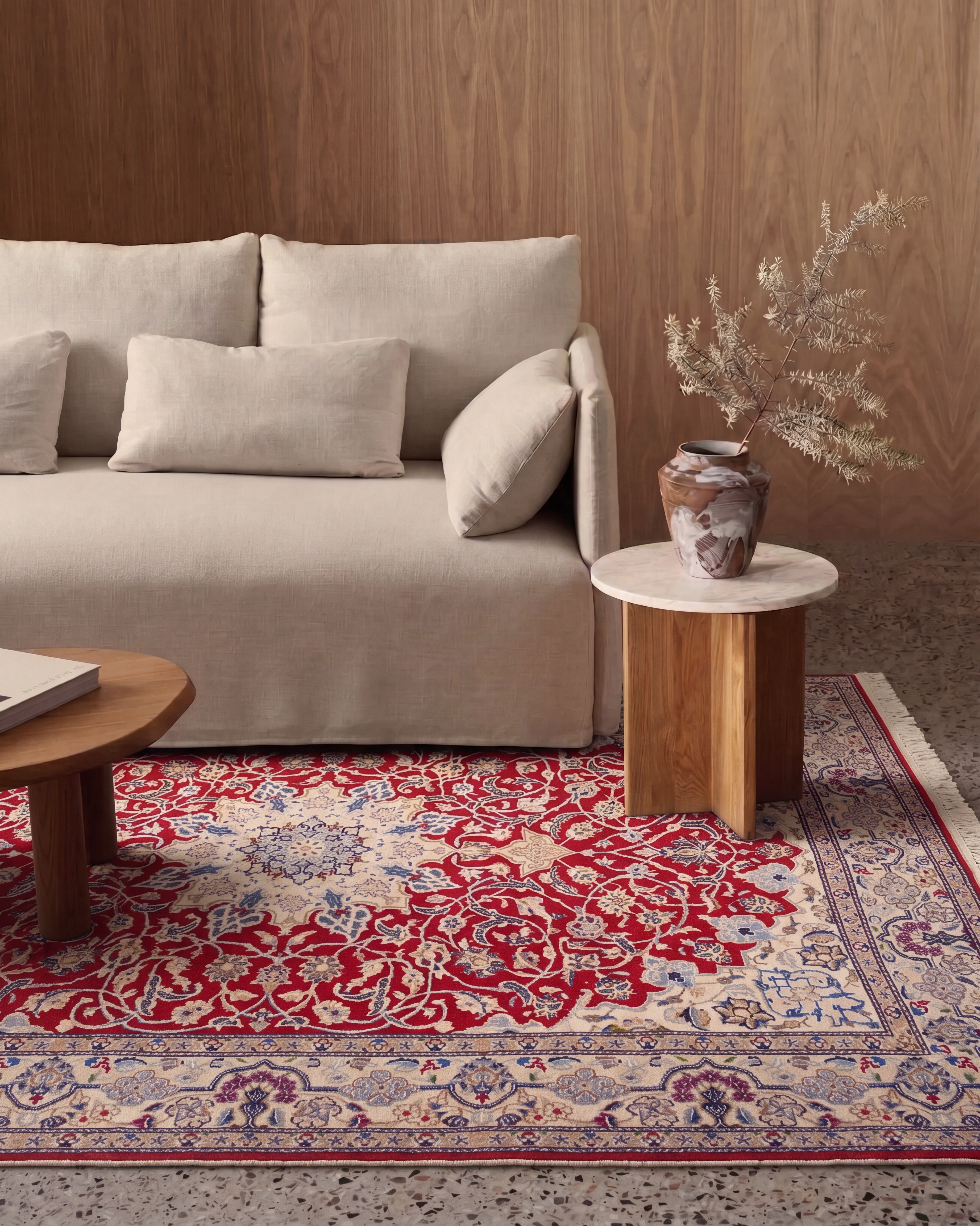 Nain Medallion Floral Red, Nain persian rug, in madder red, Wool, 168 × 268 cm (5'6" × 8'10"), Nasim Carpets Malaysia — view 2
