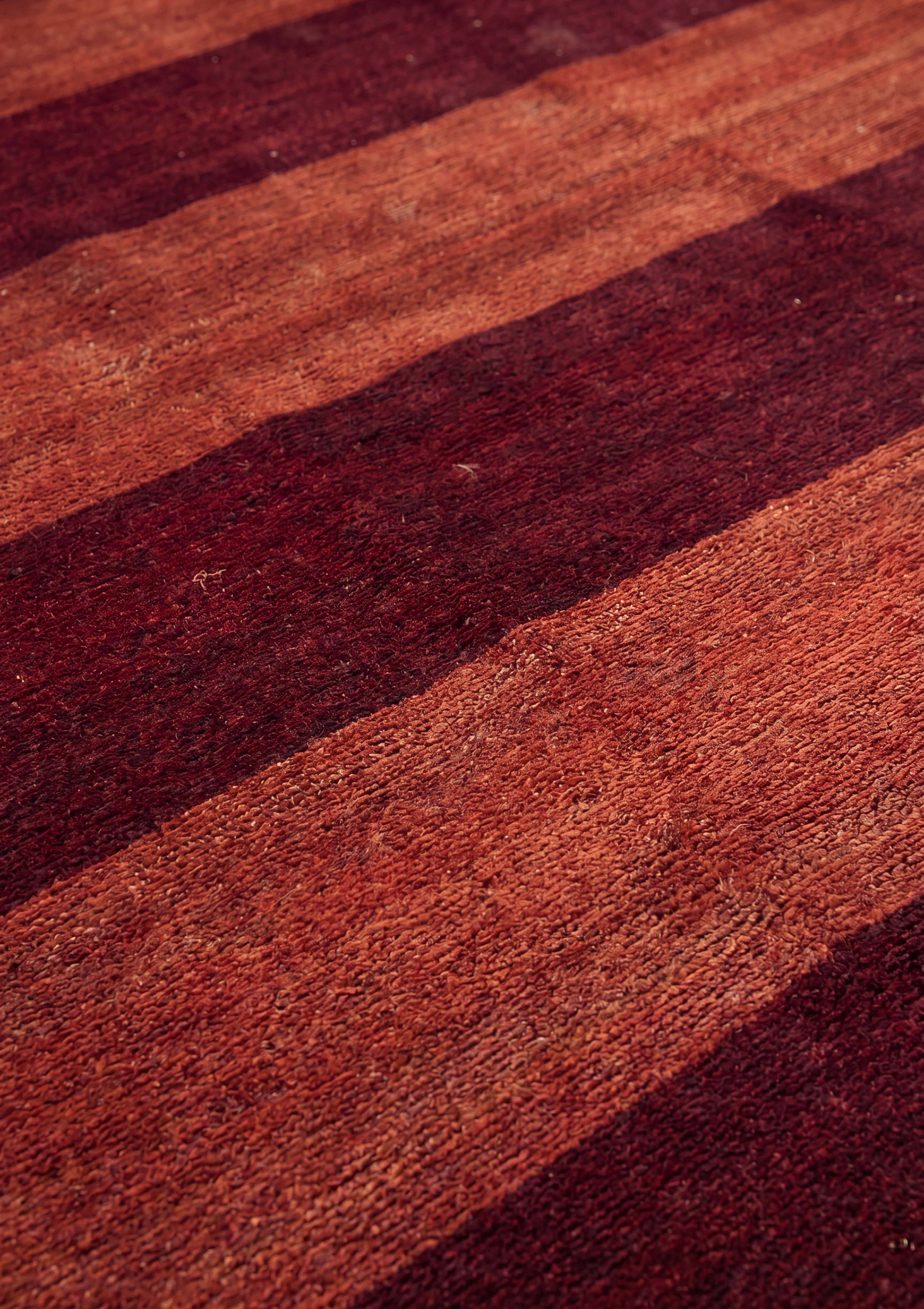 Indo-Gabbeh Stripe Burgundy, Indo-Gabbeh, India (inspired by Lori-Qashqai Gabbeh tradition, Iran) modern rug, in burgundy, Wool, 131 × 195 cm (4'4" × 6'5"), Nasim Carpets Malaysia — view 3