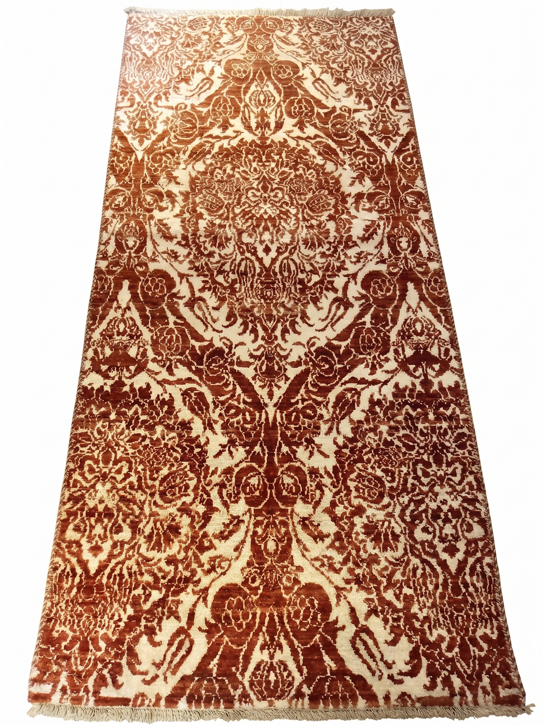 Anatolian Damask Medallion Rust, Turkey modern rug, in burnt rust, Wool, 85 × 305 cm (2'9" × 10'0"), Nasim Carpets Malaysia — view 1