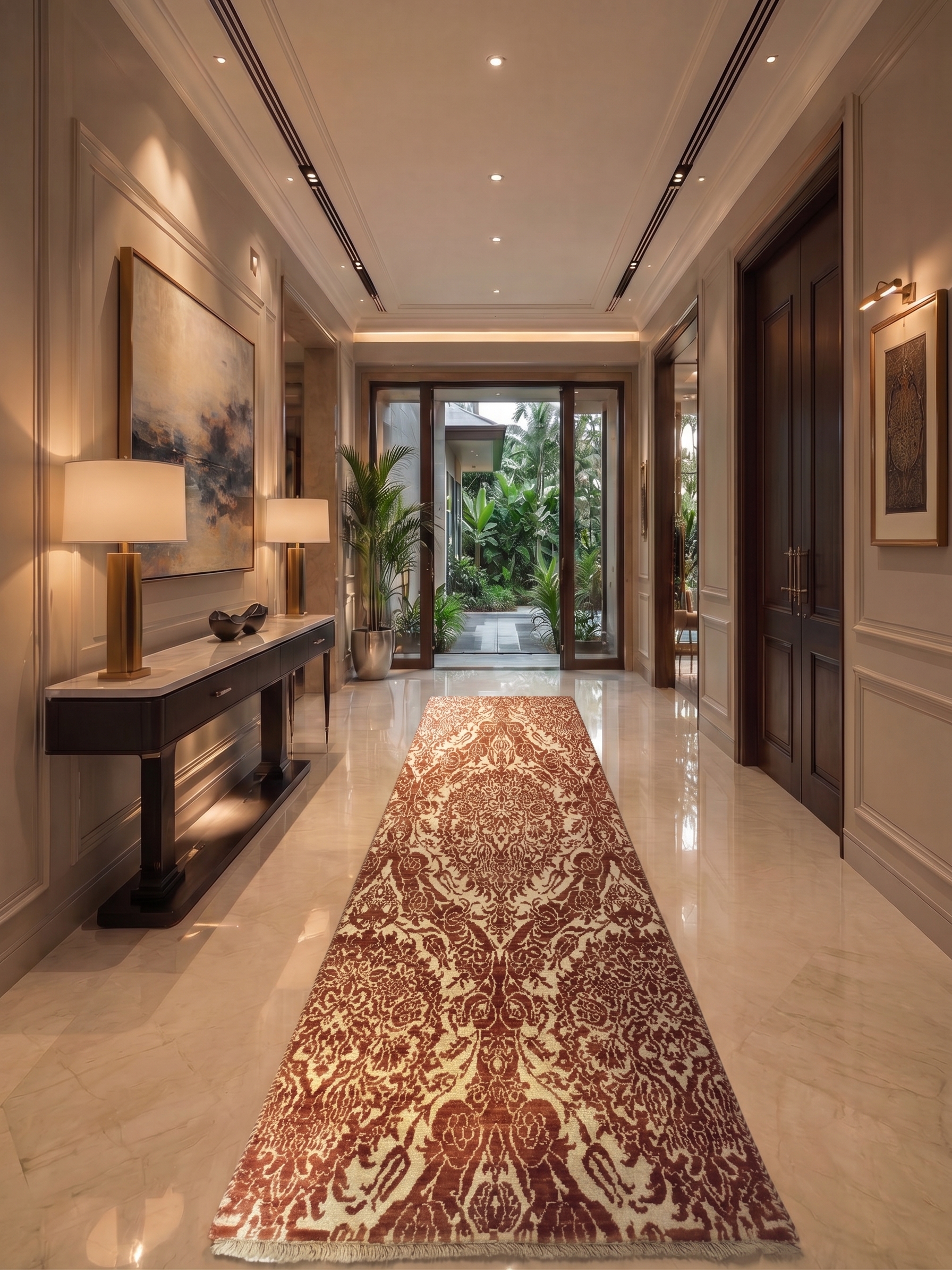 Anatolian Damask Medallion Rust, Turkey modern rug, in burnt rust, Wool, 85 × 305 cm (2'9" × 10'0"), Nasim Carpets Malaysia — view 2