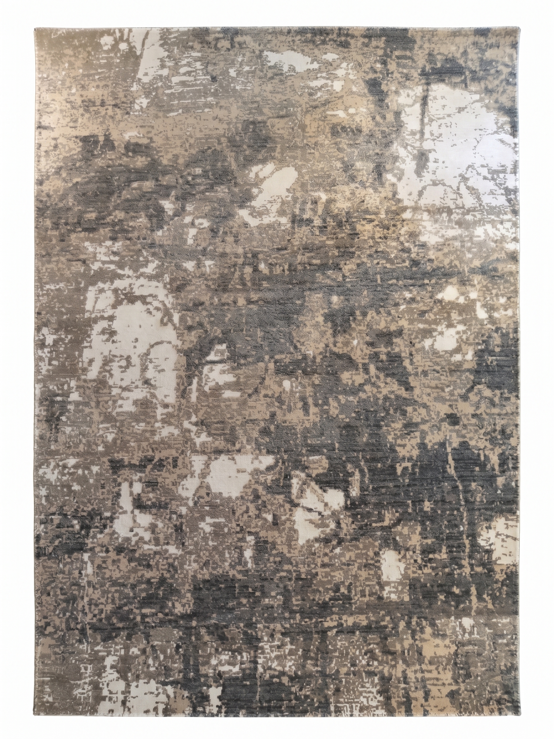 Turkish Abstract Erosion Grey Cream, Turkey modern rug, in slate grey, Wool, 280 × 372 cm (9'2" × 12'2"), Nasim Carpets Malaysia — view 1