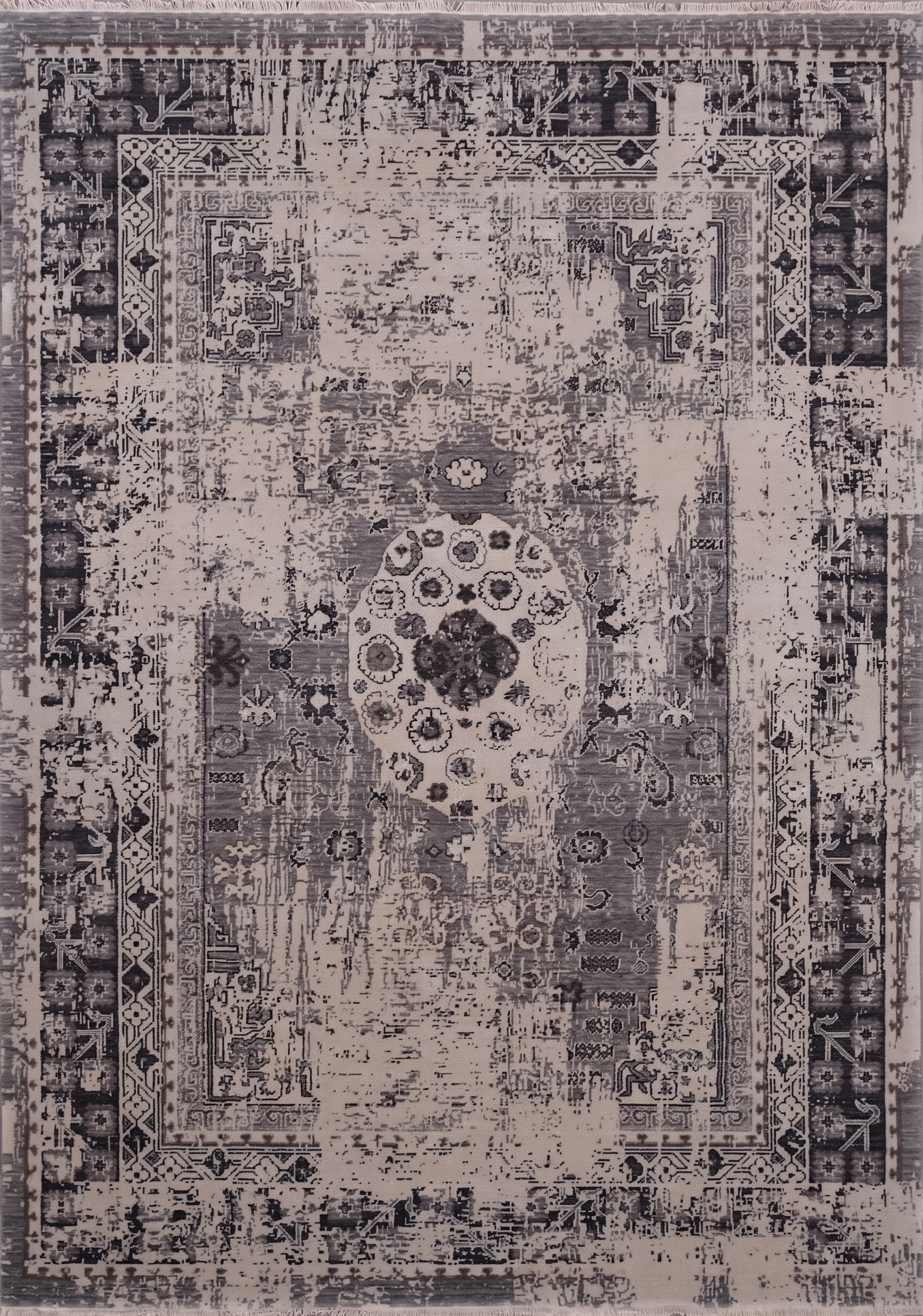 Anatolian Distressed Medallion Grey, Turkey modern rug, in slate grey, Wool, 162 × 241 cm (5'4" × 7'11"), Nasim Carpets Malaysia — view 3