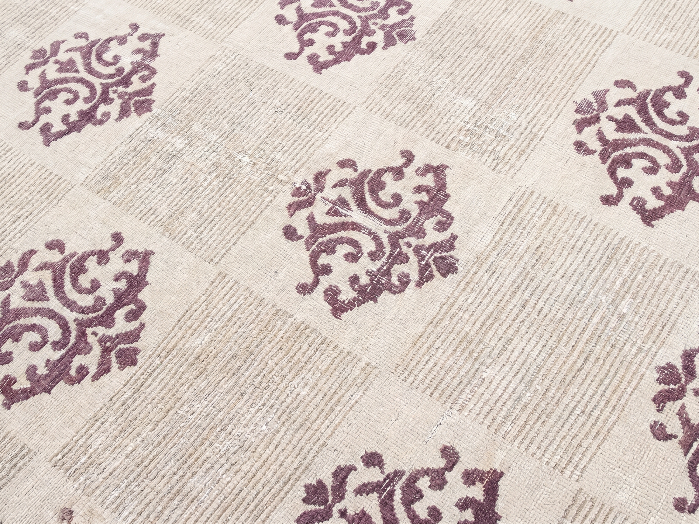 Anatolian Damask Medallion Ivory Plum, Turkey modern rug, in ivory, Wool, 91 × 152 cm (3'0" × 5'0"), Nasim Carpets Malaysia — view 3