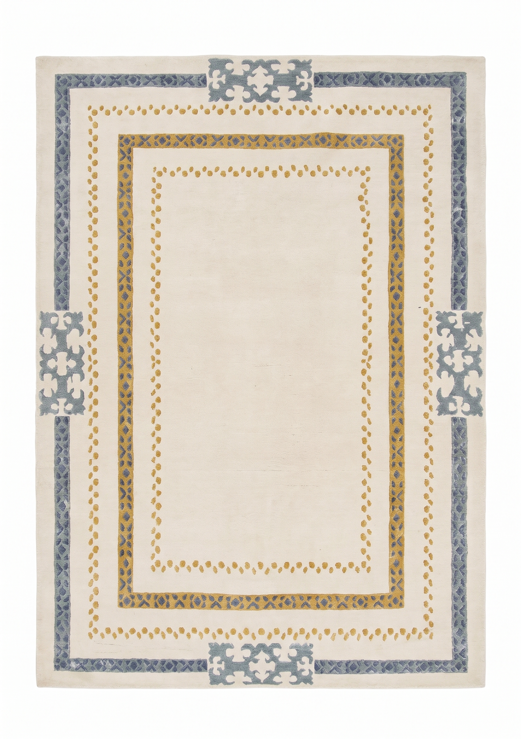 Turkish Minimalist Border Ivory Gold, Turkey modern rug, in ivory, Wool, 152 × 213 cm (5'0" × 7'0"), Nasim Carpets Malaysia — view 1