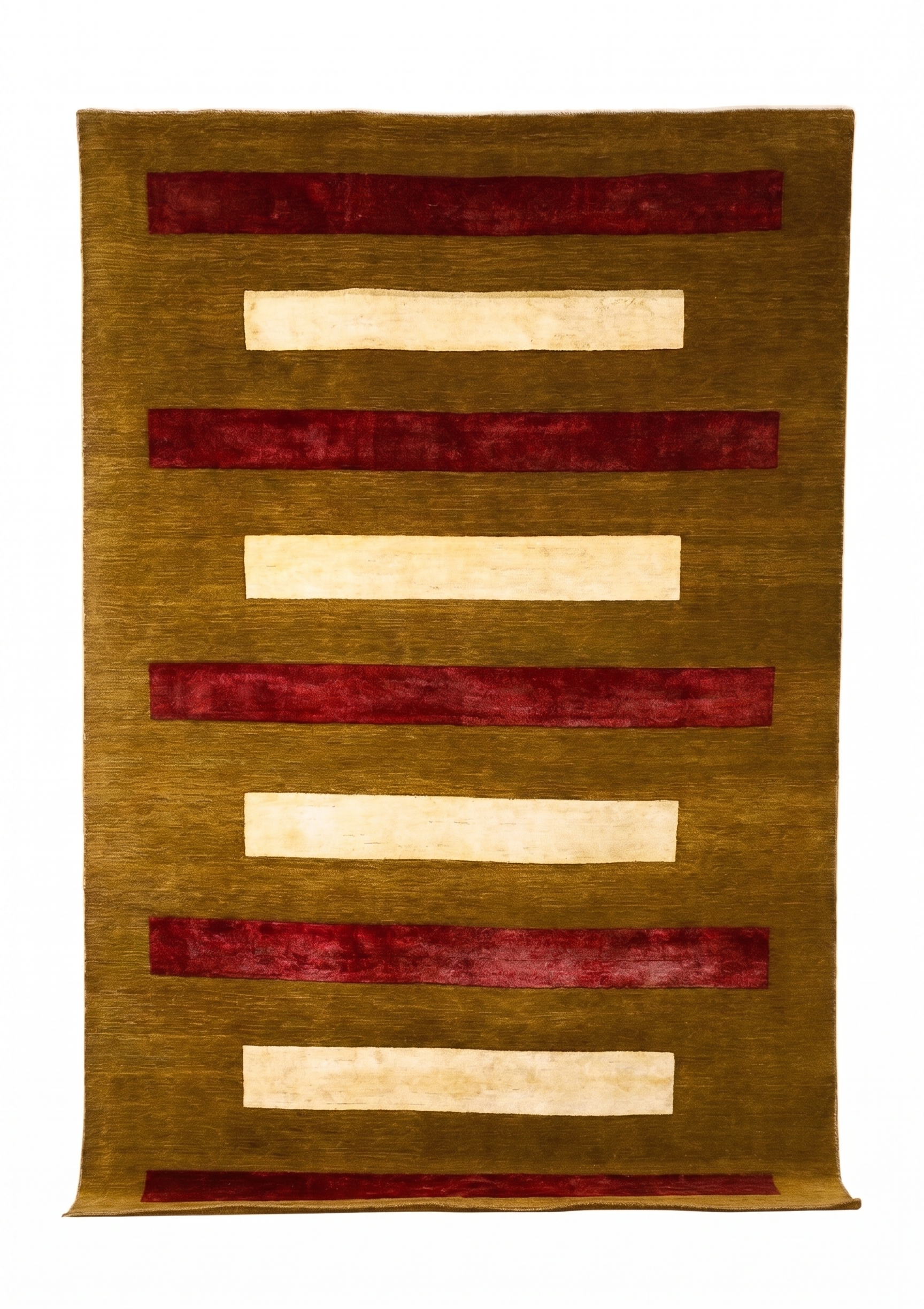 Pakistani Gabbeh Horizontal Stripe Olive, modern rug, 183 × 283 cm (6'0" × 9'3"), Wool