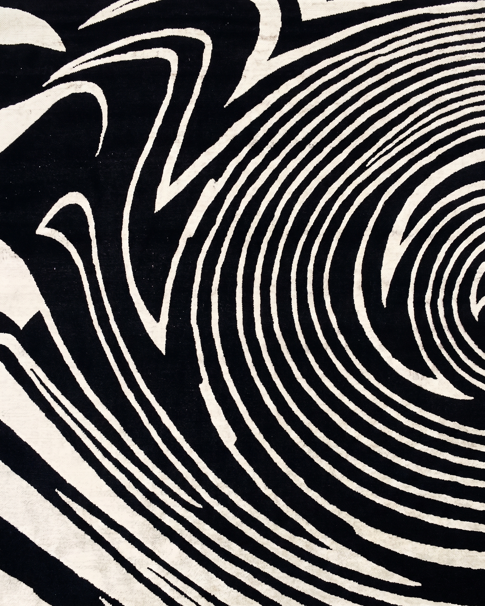 Turkish Abstract Swirl Black Ivory, Turkey modern rug, in jet black, Wool, 210 × 302 cm (6'11" × 9'11"), Nasim Carpets Malaysia — view 3
