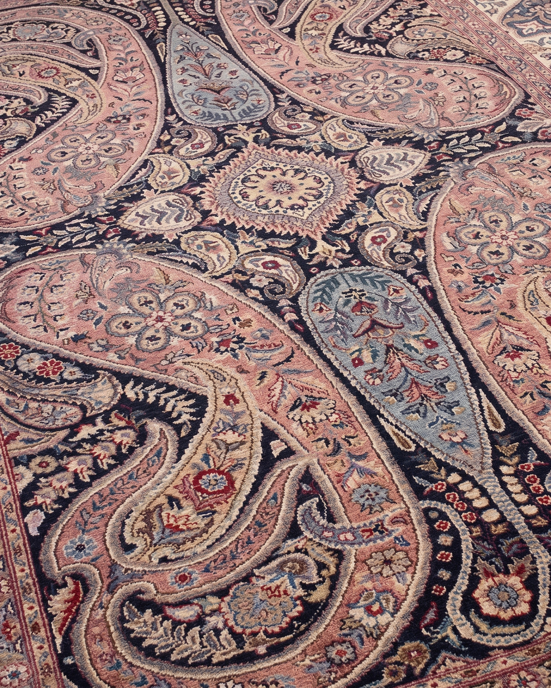 Kerman Boteh Paisley Rose Ivory, Pakistan persian rug, in dusty rose, Wool, 183 × 274 cm (6'0" × 9'0"), Nasim Carpets Malaysia — view 3