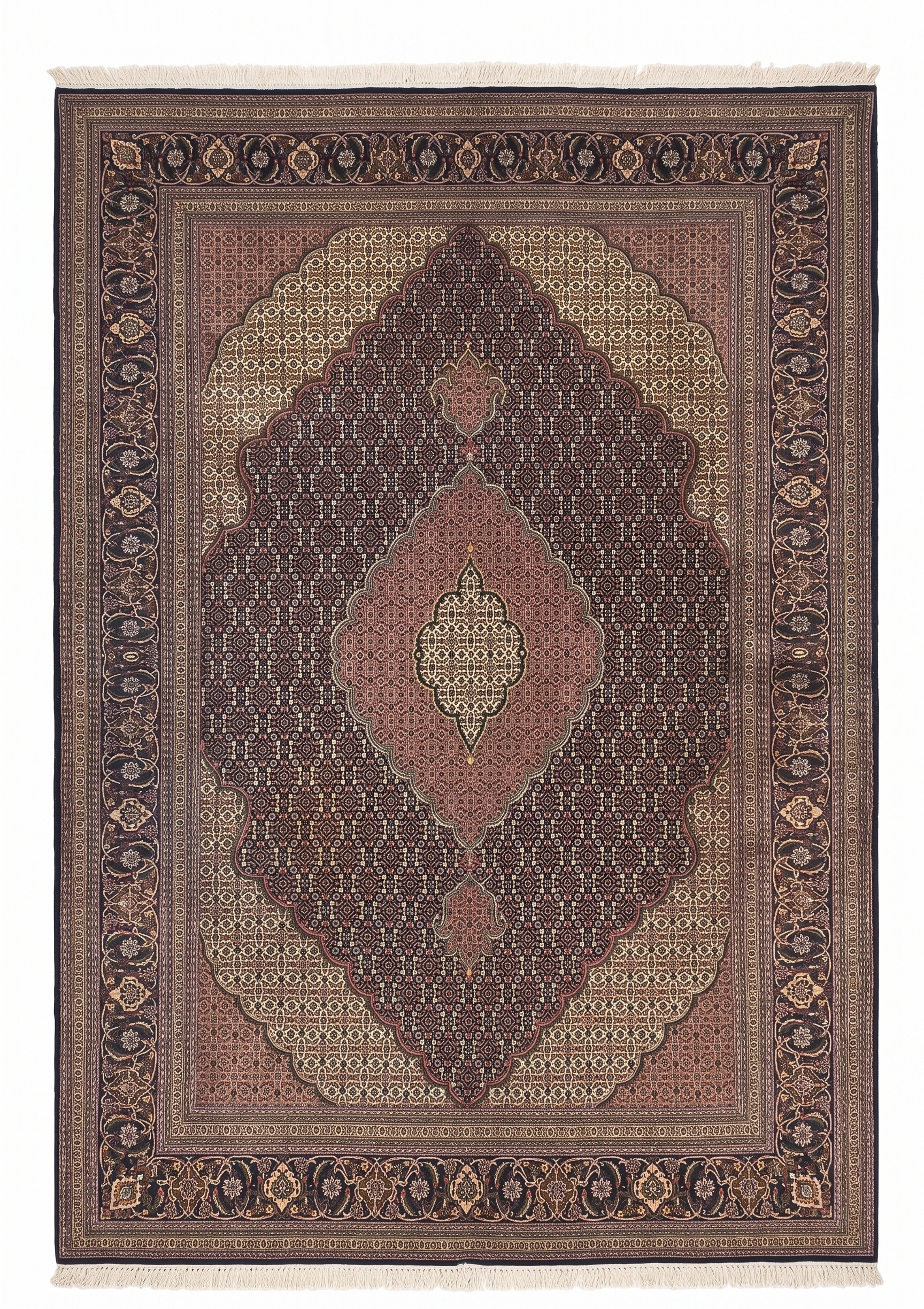 Tabriz Mahi Medallion Navy, Iran persian rug, in midnight navy, Wool, 213 × 305 cm (7'0" × 10'0"), Nasim Carpets Malaysia — view 1