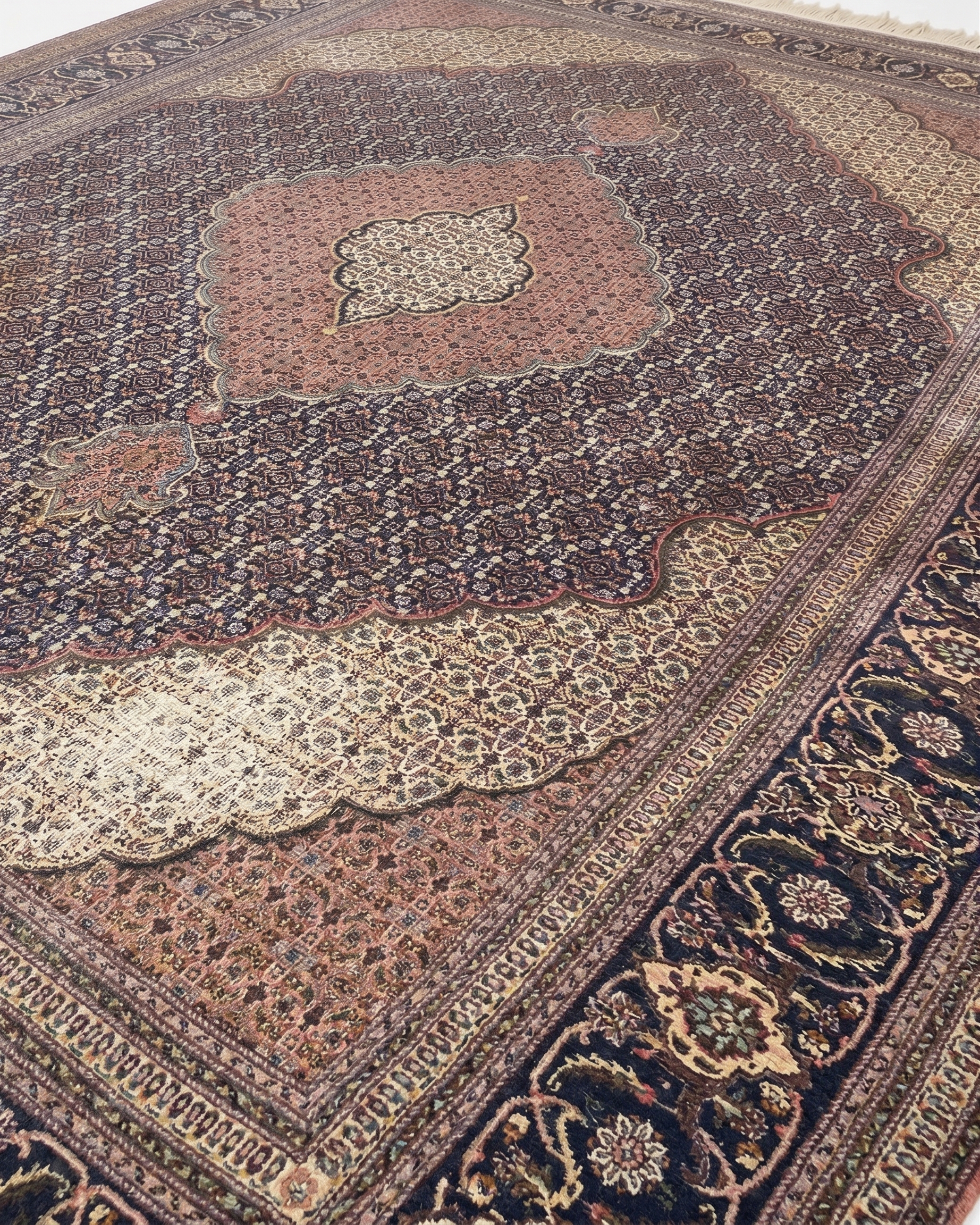 Tabriz Mahi Medallion Navy, Iran persian rug, in midnight navy, Wool, 213 × 305 cm (7'0" × 10'0"), Nasim Carpets Malaysia — view 3