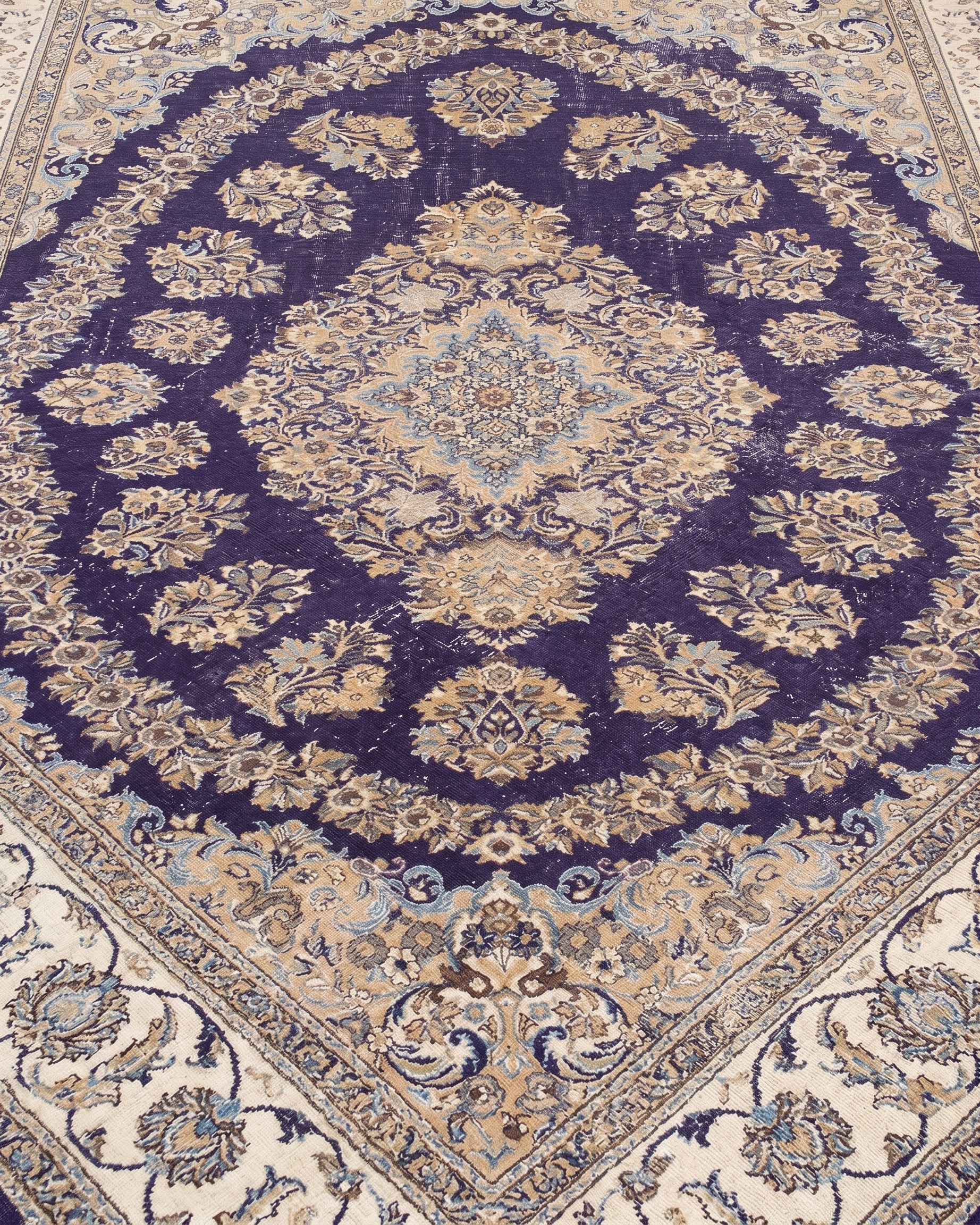 Kerman Medallion Floral Purple, Kerman, Iran persian rug, in royal purple, Wool, 283 × 384 cm (9'3" × 12'7"), Nasim Carpets Malaysia — view 3