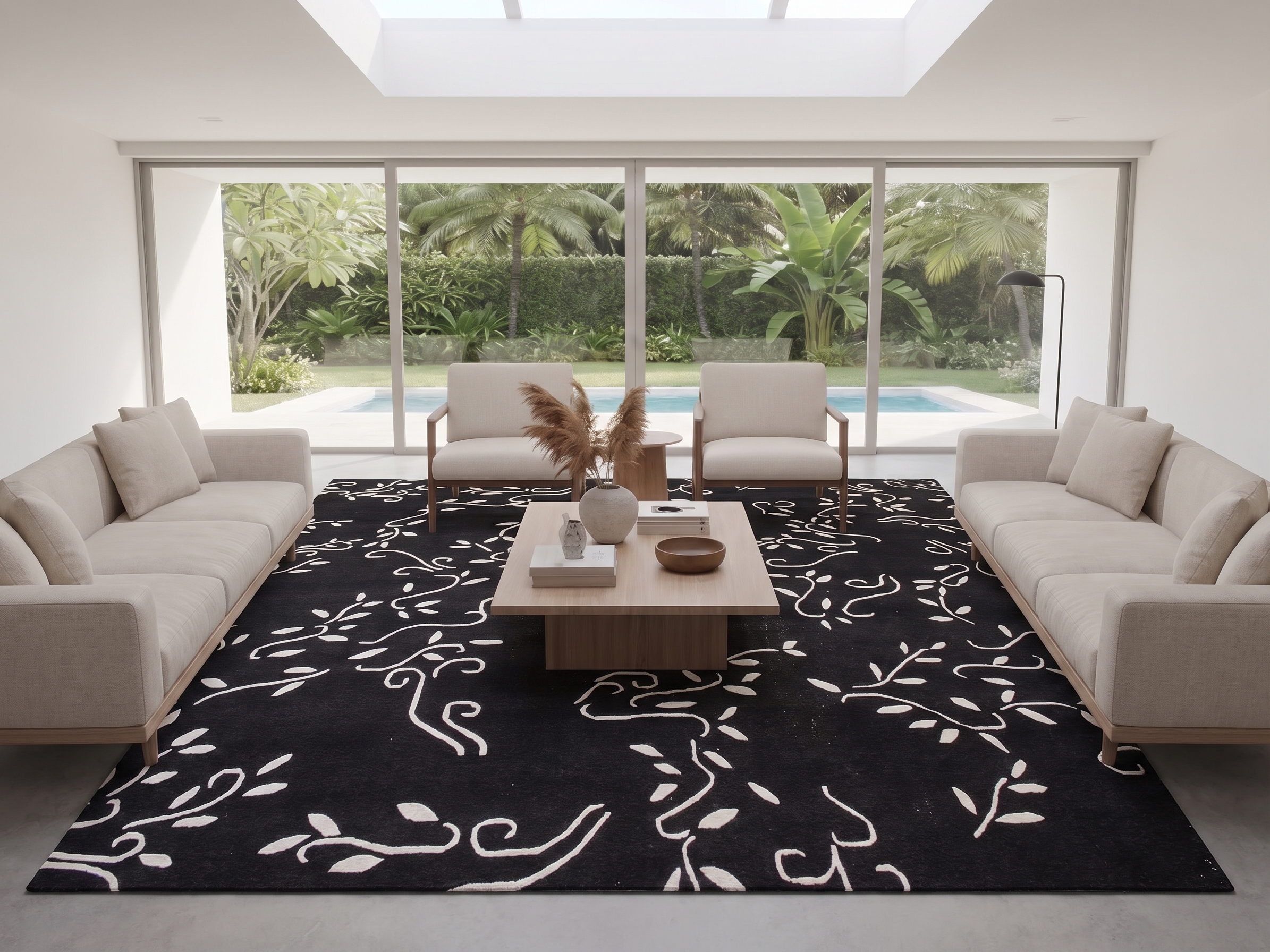 Indo-Nepali Vine Scroll Black, Nepal (Indo-Nepali workshop tradition) modern rug, in jet black, Wool, 183 × 244 cm (6'0" × 8'0"), Nasim Carpets Malaysia — view 2
