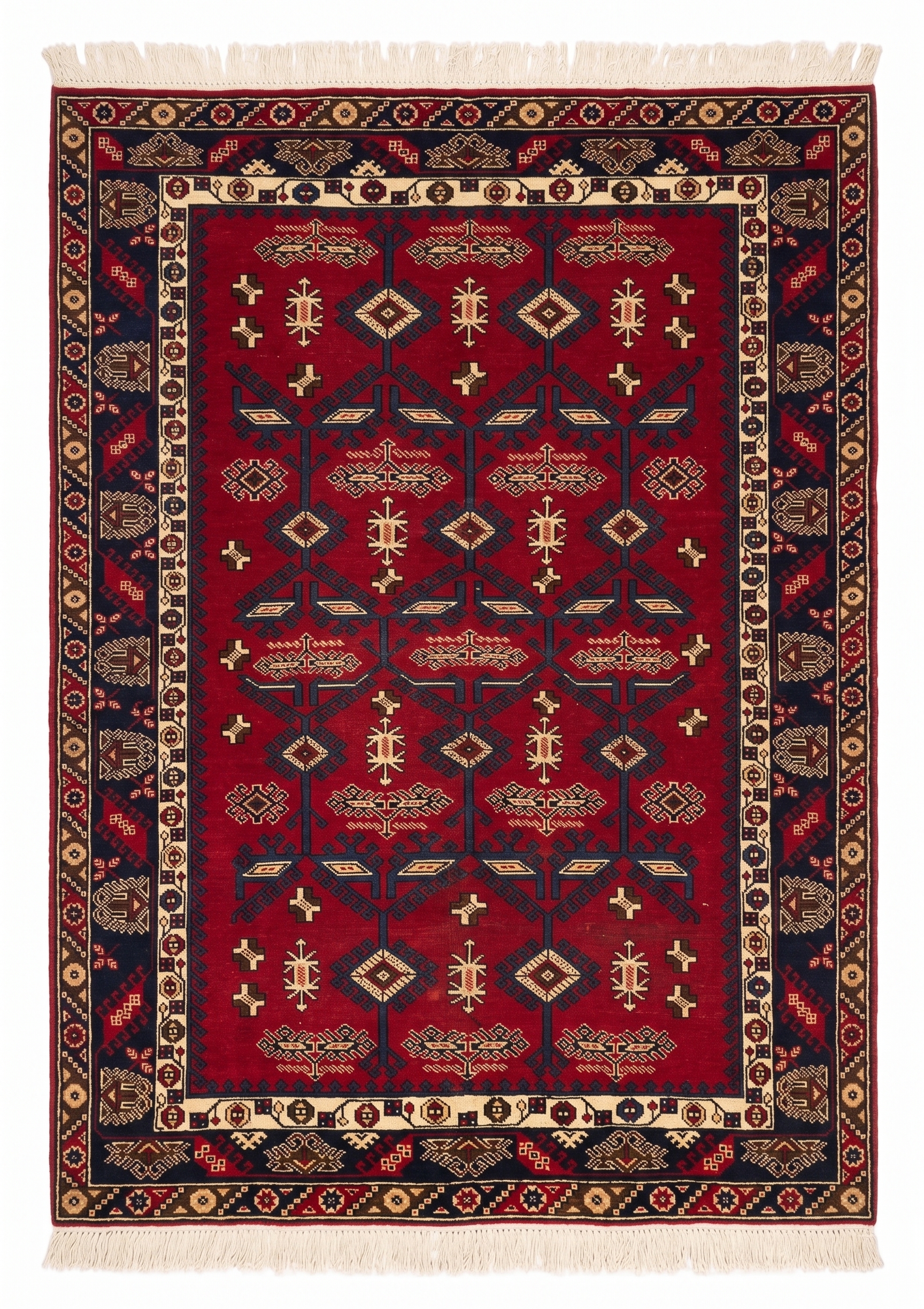 Caucasian Tribal All-Over Crimson, Shirvan, Azerbaijan (Caucasus) tribal rug, in crimson red, Wool, 213 × 305 cm (7'0" × 10'0"), Nasim Carpets Malaysia — view 1