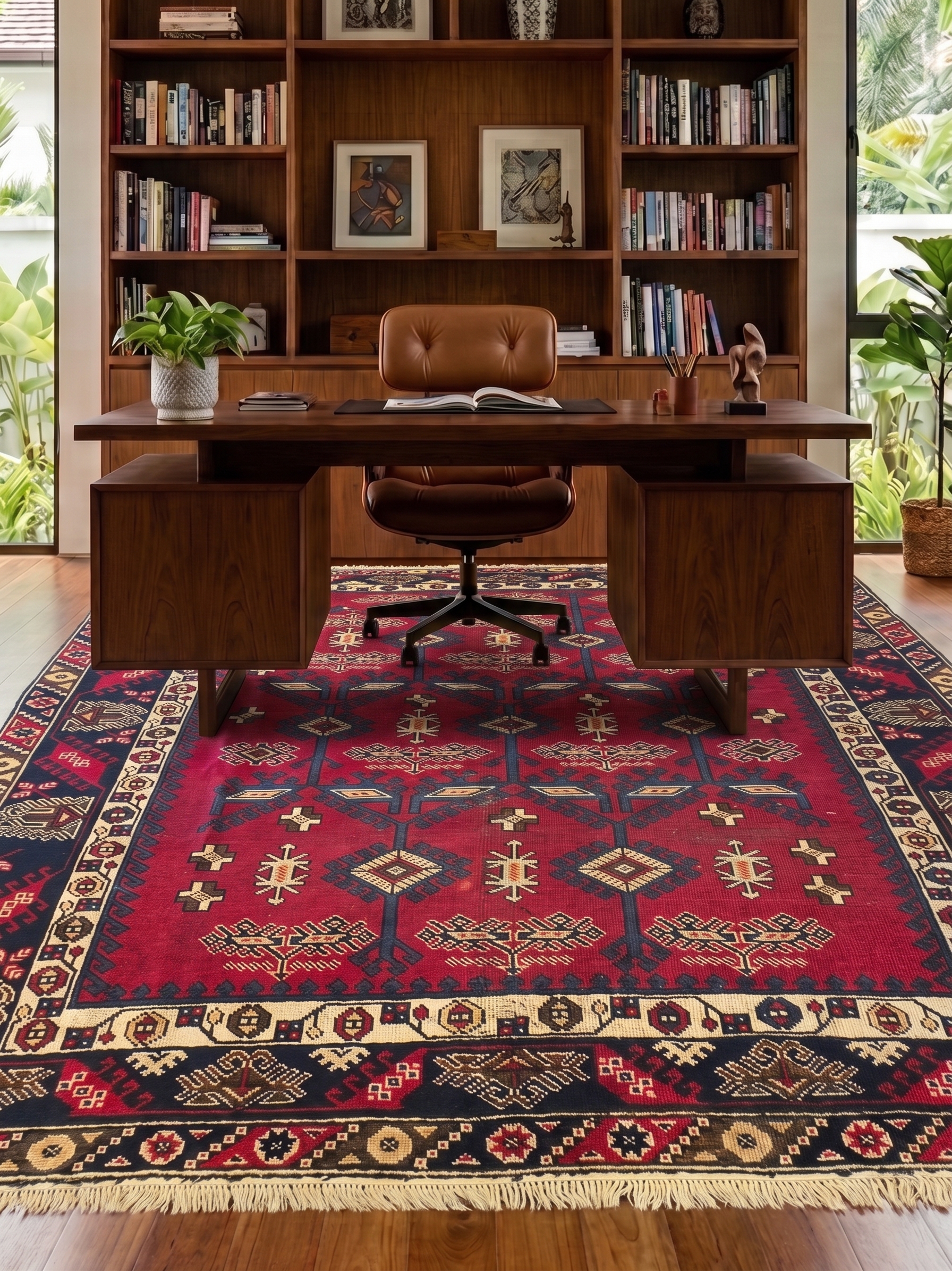 Caucasian Tribal All-Over Crimson, Shirvan, Azerbaijan (Caucasus) tribal rug, in crimson red, Wool, 213 × 305 cm (7'0" × 10'0"), Nasim Carpets Malaysia — view 2