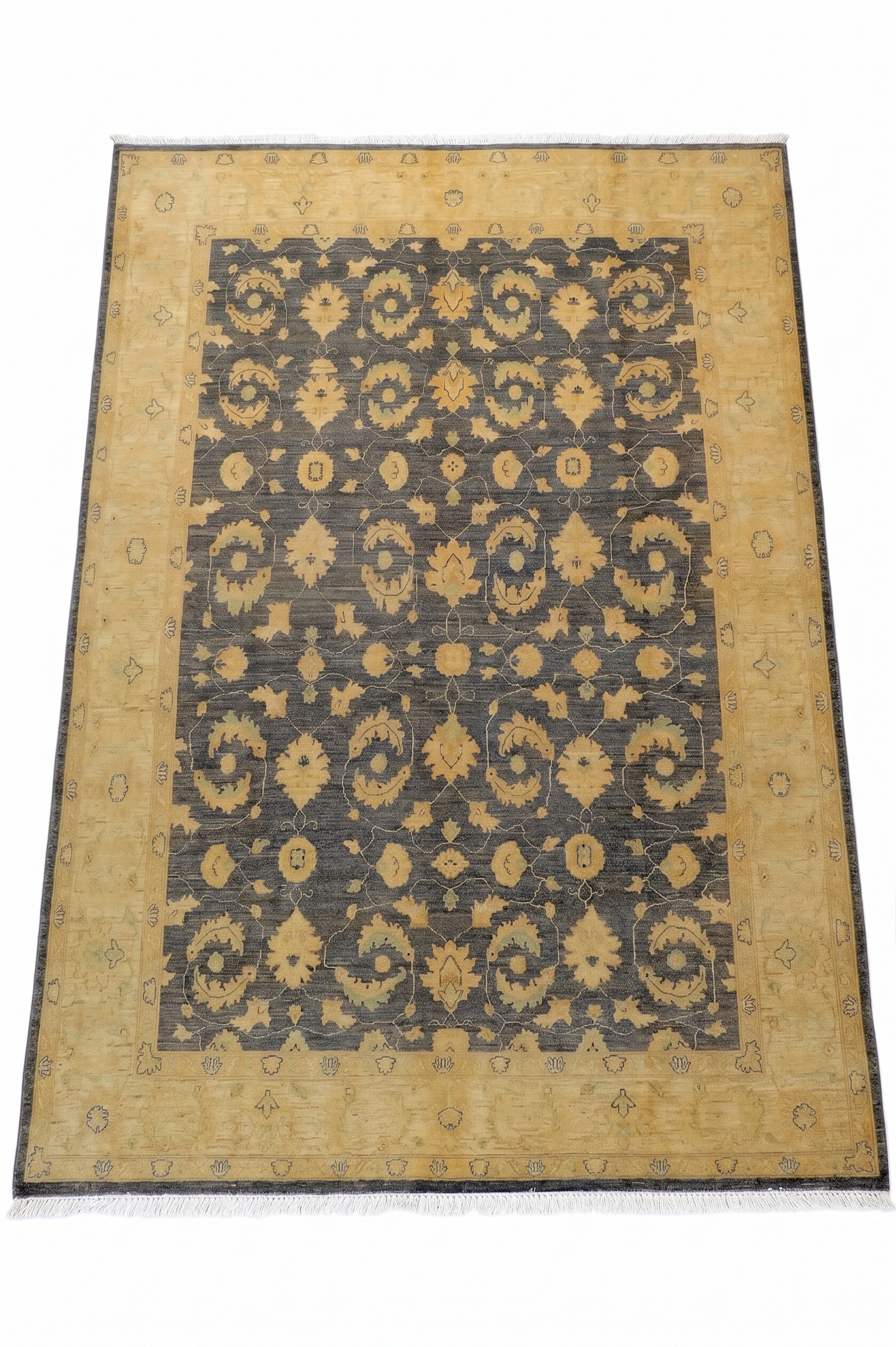 Chobi Ziegler All-Over Charcoal Gold, Peshawar, Pakistan (Chobi Ziegler tradition) persian rug, in charcoal slate, Wool, 253 × 305 cm (8'4" × 10'0"), Nasim Carpets Malaysia — view 1