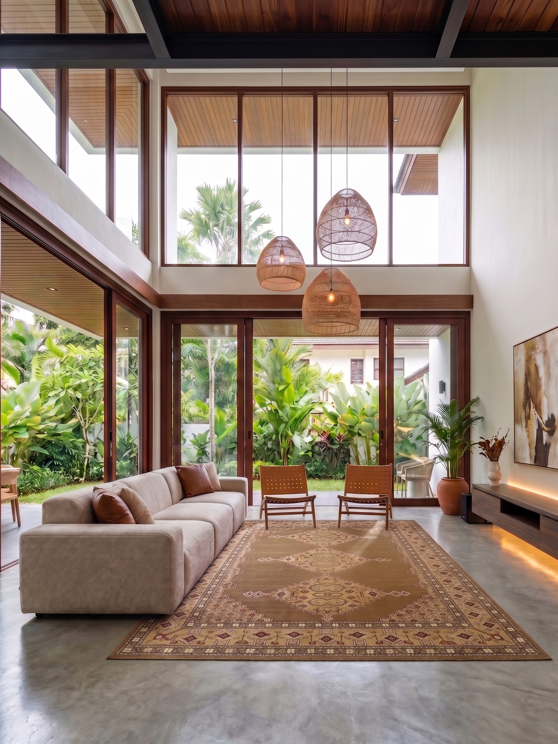 Serapi Medallion Khaki, Heriz-Serapi, Northwest Iran tribal rug, in warm khaki brown, Wool, 244 × 314 cm (8'0" × 10'4"), Nasim Carpets Malaysia — view 2
