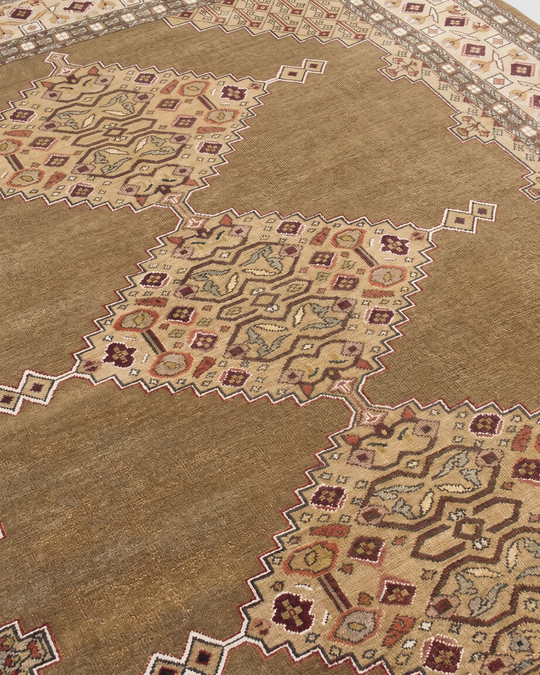 Serapi Medallion Khaki, Heriz-Serapi, Northwest Iran tribal rug, in warm khaki brown, Wool, 244 × 314 cm (8'0" × 10'4"), Nasim Carpets Malaysia — view 3