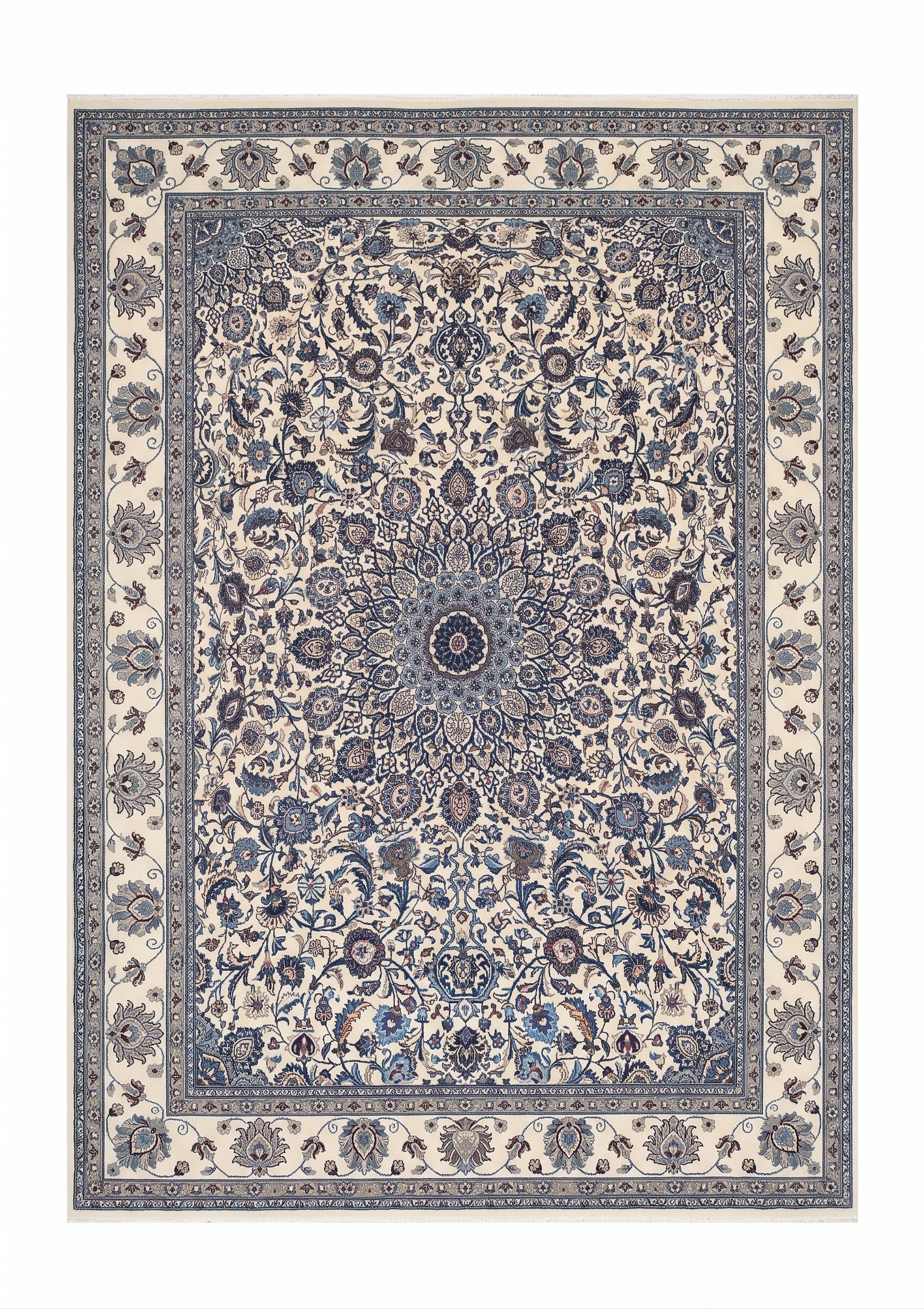 Nain Medallion Ivory Blue, Nain, Isfahan Province, Iran persian rug, in antique ivory, Wool, 305 × 396 cm (10'0" × 13'0"), Nasim Carpets Malaysia — view 1