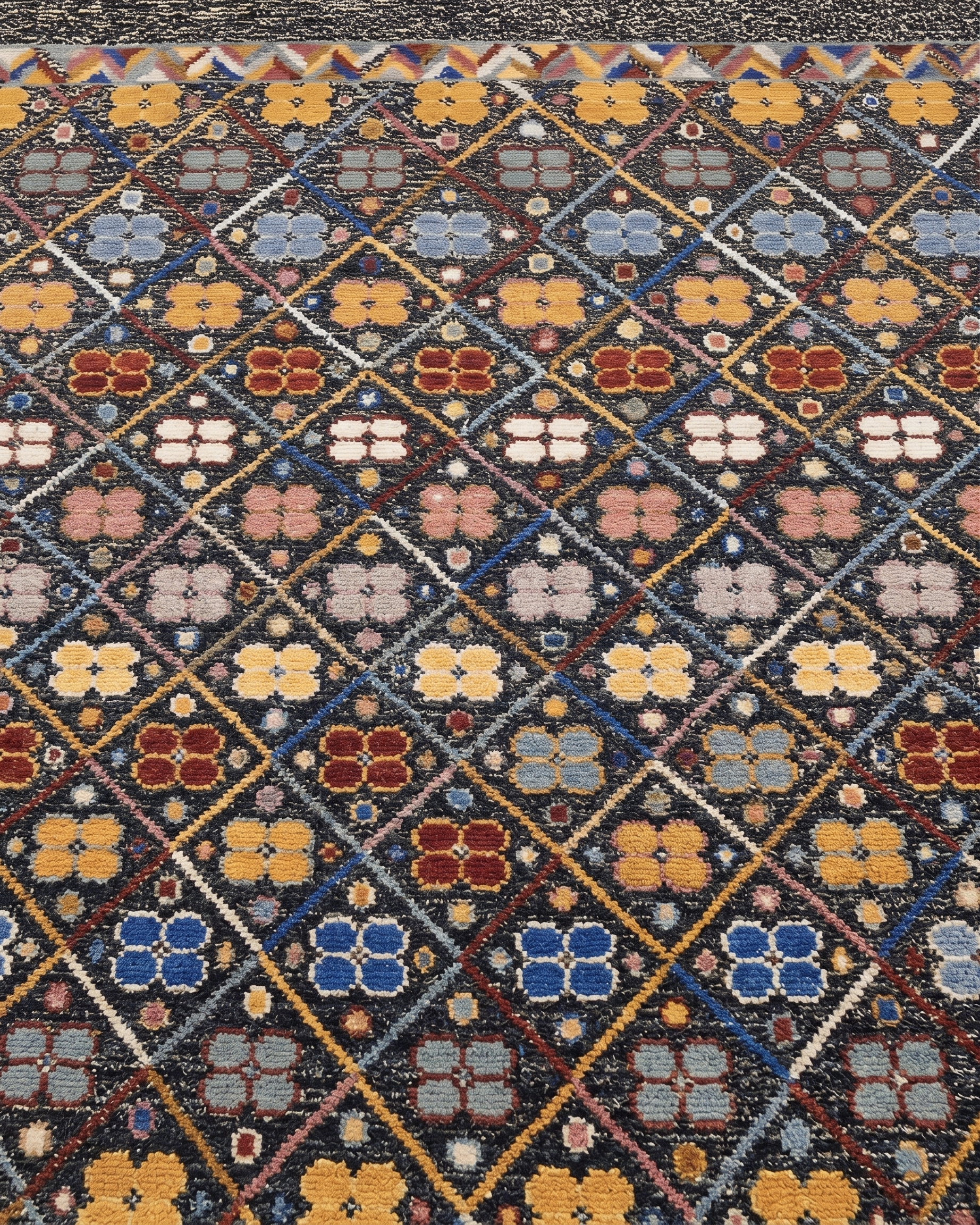 Moroccan Lattice Floral Multicolor, Morocco (Berber/Atlas region) modern rug, in charcoal black, Wool, 171 × 244 cm (5'7" × 8'0"), Nasim Carpets Malaysia — view 3