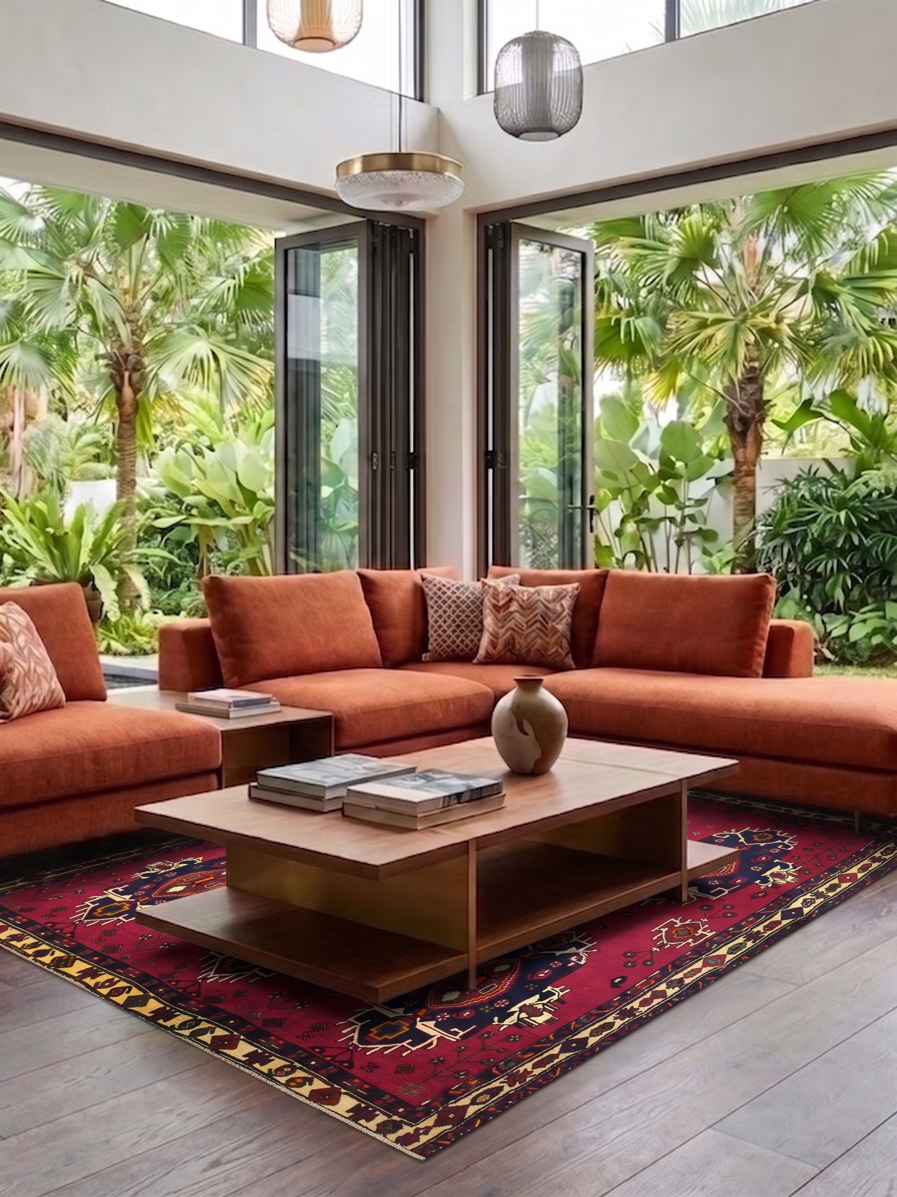 Qashqai Tribal Medallion Crimson, Qashqai, Fars Province, Iran tribal rug, in crimson red, Wool, 171 × 235 cm (5'7" × 7'9"), Nasim Carpets Malaysia — view 2
