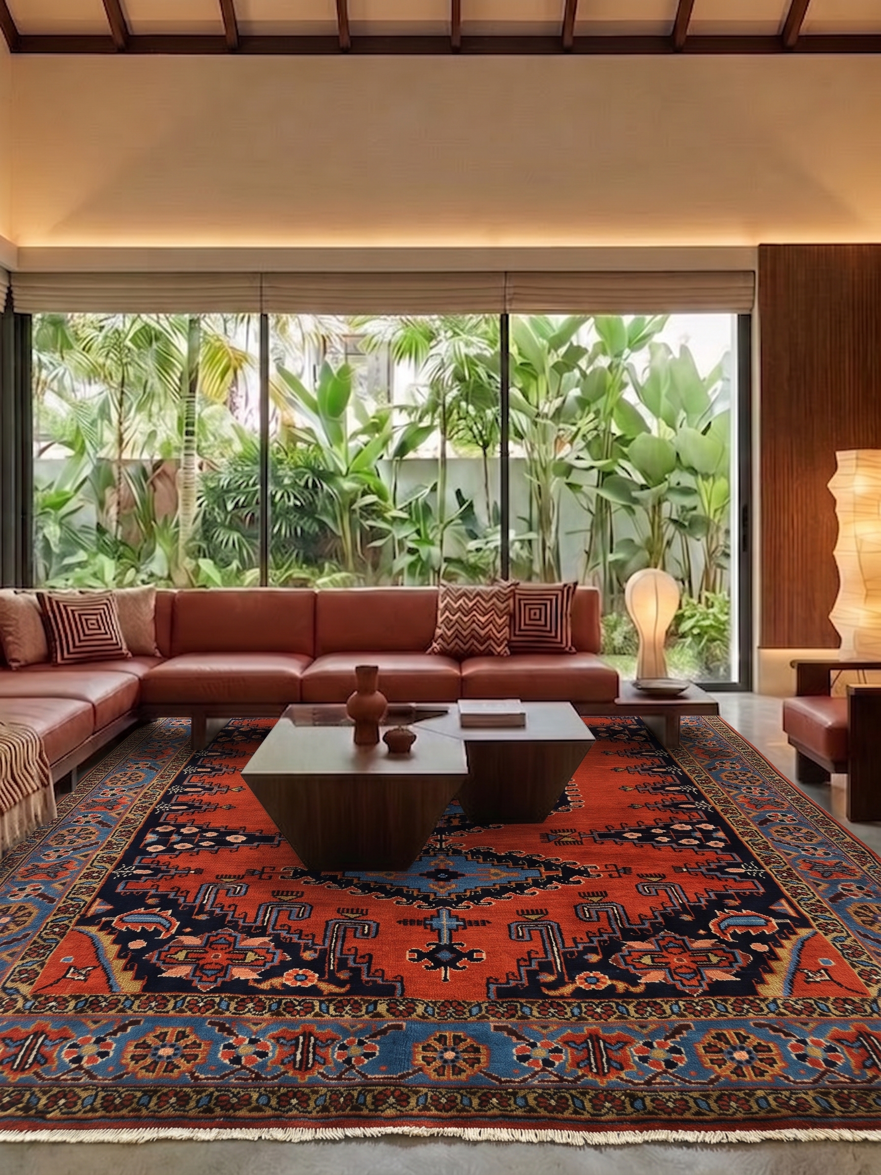 Malayer Triple Medallion Rust, Malayer, Hamadan Province, Iran persian rug, in burnt rust red, Wool, 177 × 226 cm (5'10" × 7'5"), Nasim Carpets Malaysia — view 2