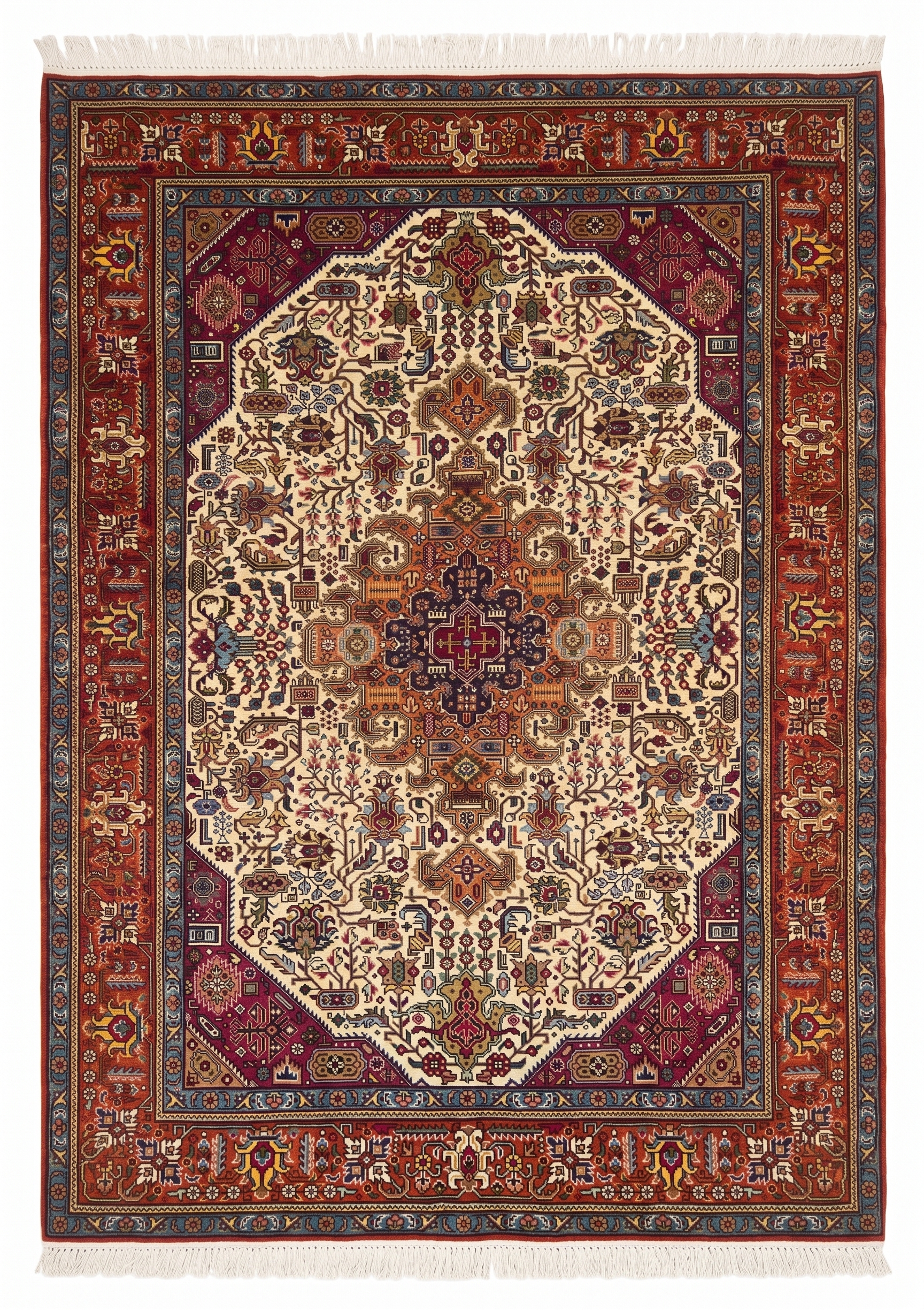 Tabriz Medallion Ivory, Tabriz, Iran persian rug, in antique ivory, Wool, 207 × 293 cm (6'9" × 9'7"), Nasim Carpets Malaysia — view 1