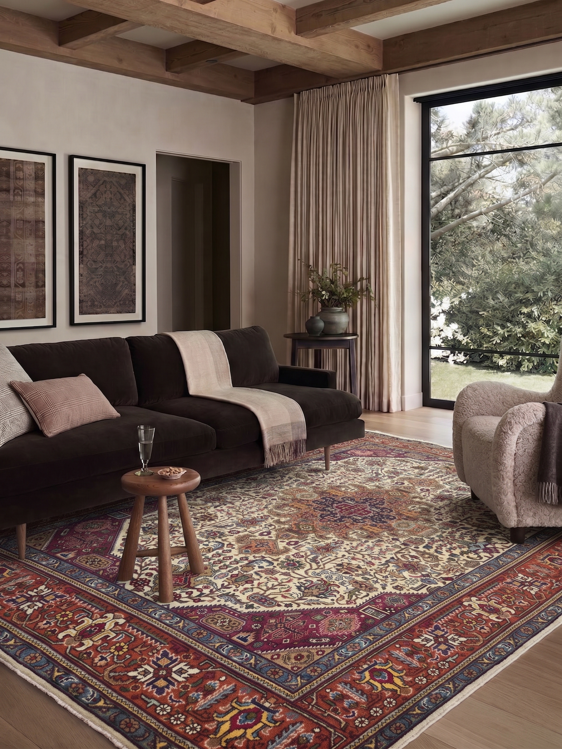 Tabriz Medallion Ivory, Tabriz, Iran persian rug, in antique ivory, Wool, 207 × 293 cm (6'9" × 9'7"), Nasim Carpets Malaysia — view 2