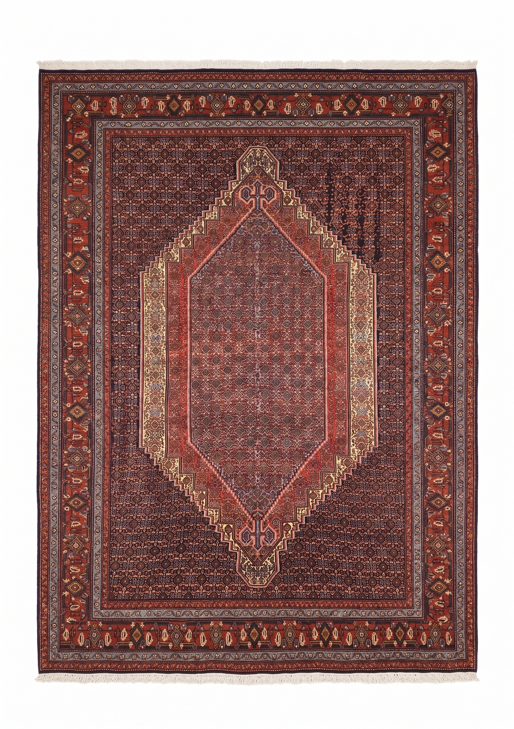 Senneh Medallion Herati Slate Blue, persian rug, 201 × 280 cm (6'7" × 9'2"), Wool