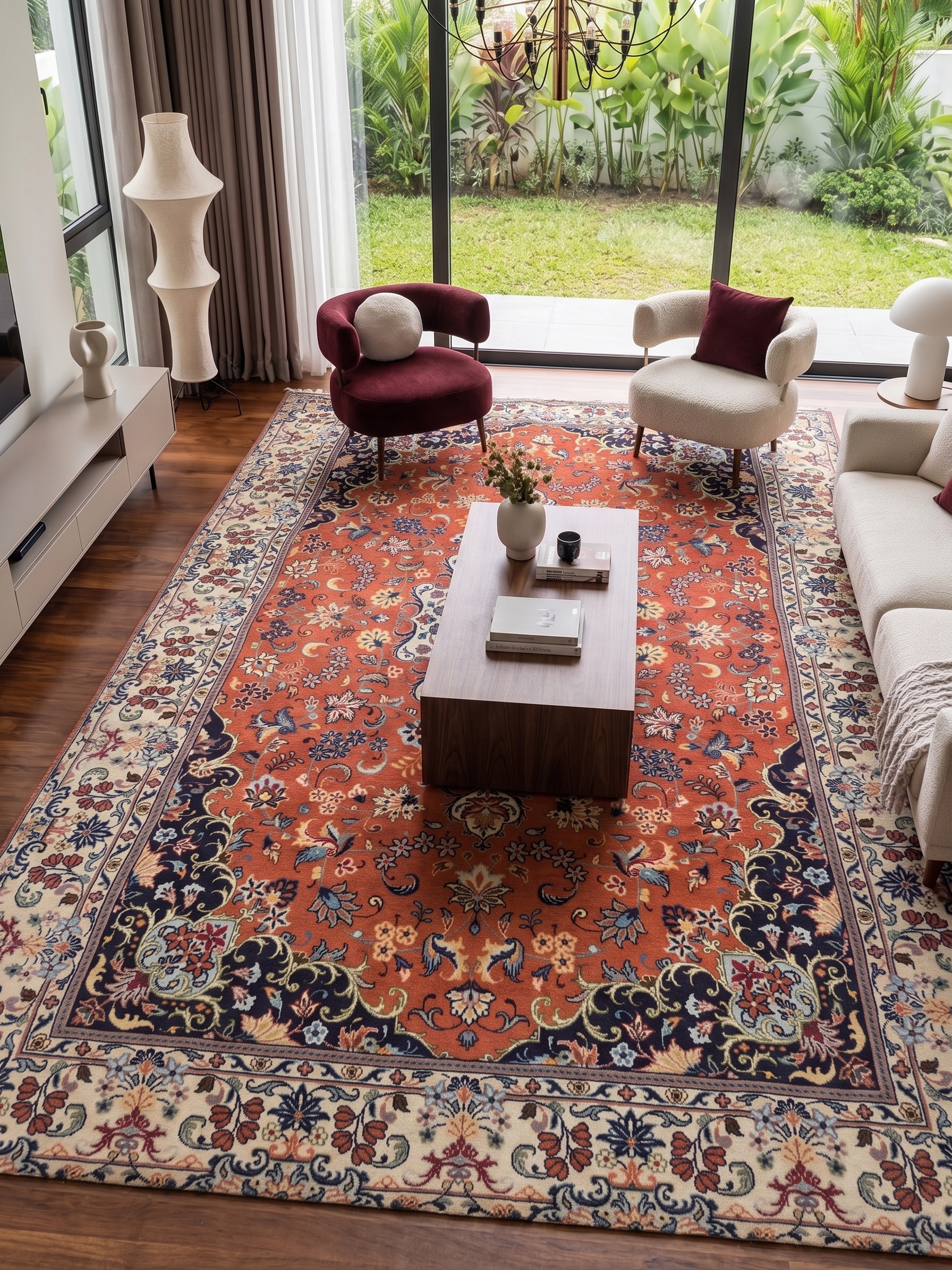 Tabriz Medallion Floral Terracotta, Tabriz, Iran persian rug, in terracotta red, Wool, 204 × 299 cm (6'8" × 9'10"), Nasim Carpets Malaysia — view 2