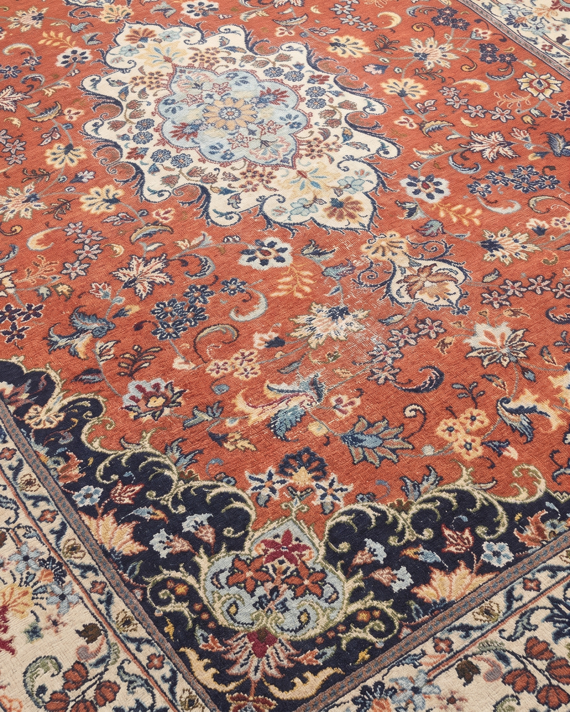 Tabriz Medallion Floral Terracotta, Tabriz, Iran persian rug, in terracotta red, Wool, 204 × 299 cm (6'8" × 9'10"), Nasim Carpets Malaysia — view 3