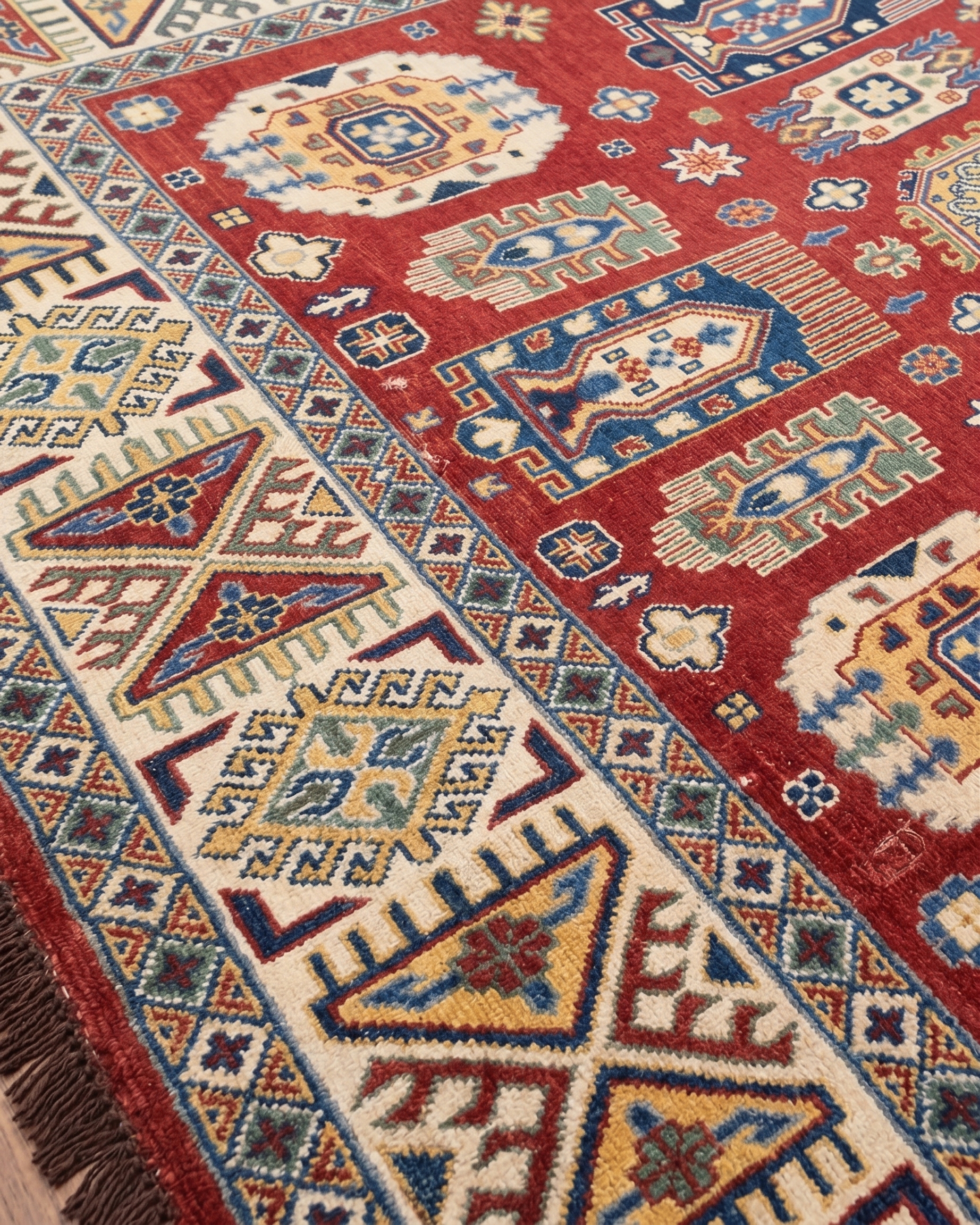 Kazak All-Over Medallion Red, Kazak, Caucasus (Afghan-woven in the Caucasian Kazak tradition) tribal rug, in madder red, Wool, 201 × 299 cm (6'7" × 9'10"), Nasim Carpets Malaysia — view 3