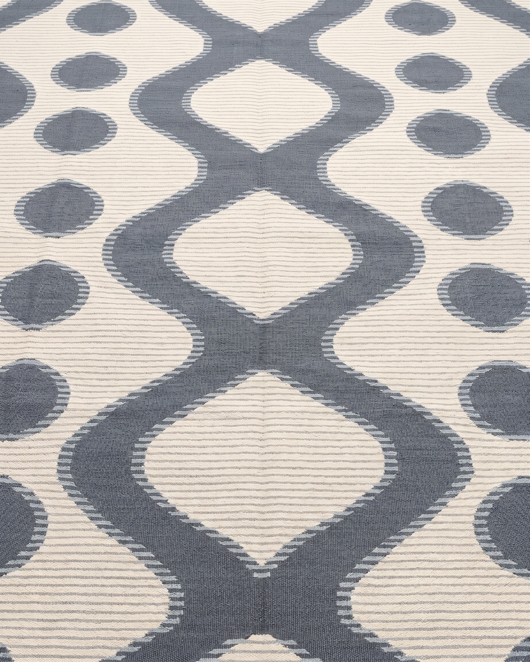 Contemporary Ikat Ogee Slate, India (contemporary Indo-modern, ikat-influenced) modern rug, in warm ivory, Wool, 217 × 277 cm (7'1" × 9'1"), Nasim Carpets Malaysia — view 3