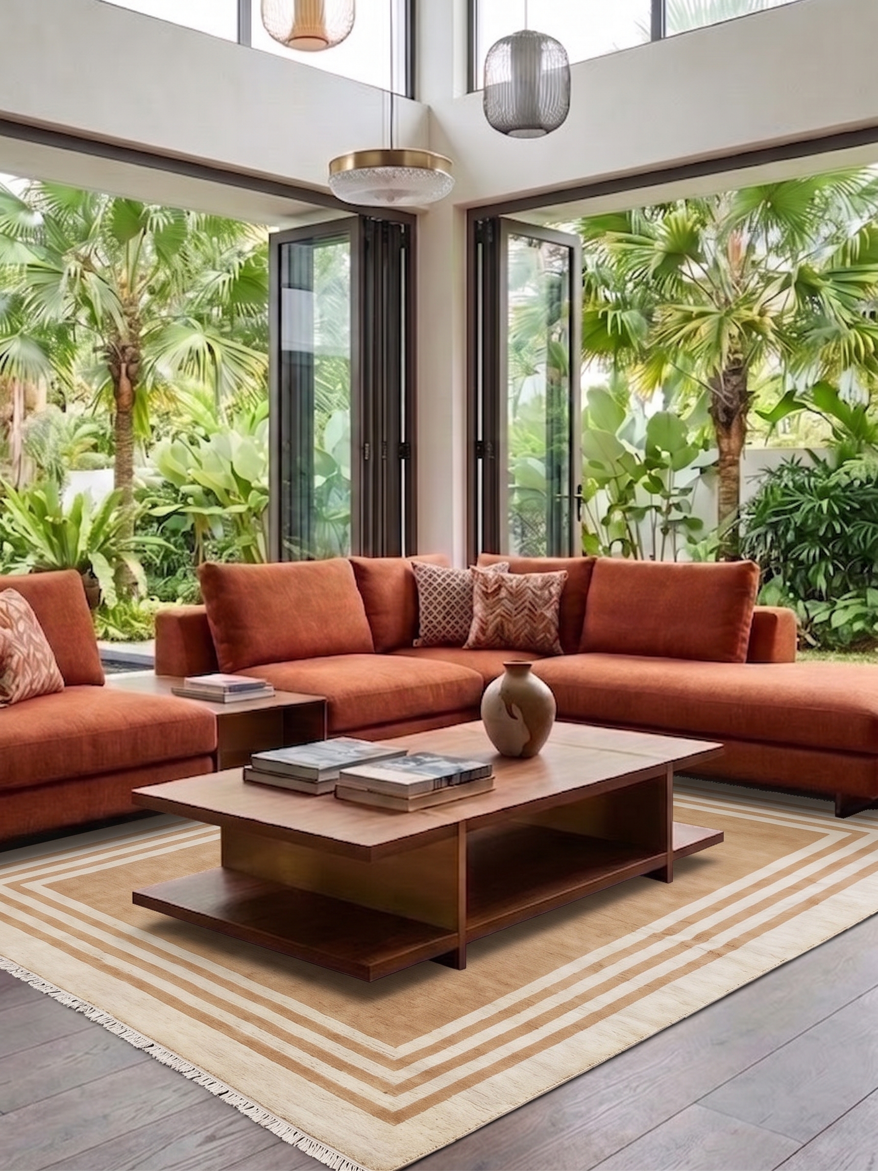 Tibetan Minimalist Field Camel, Tibet modern rug, in camel, Wool, 219 × 305 cm (7'2" × 10'0"), Nasim Carpets Malaysia — view 2