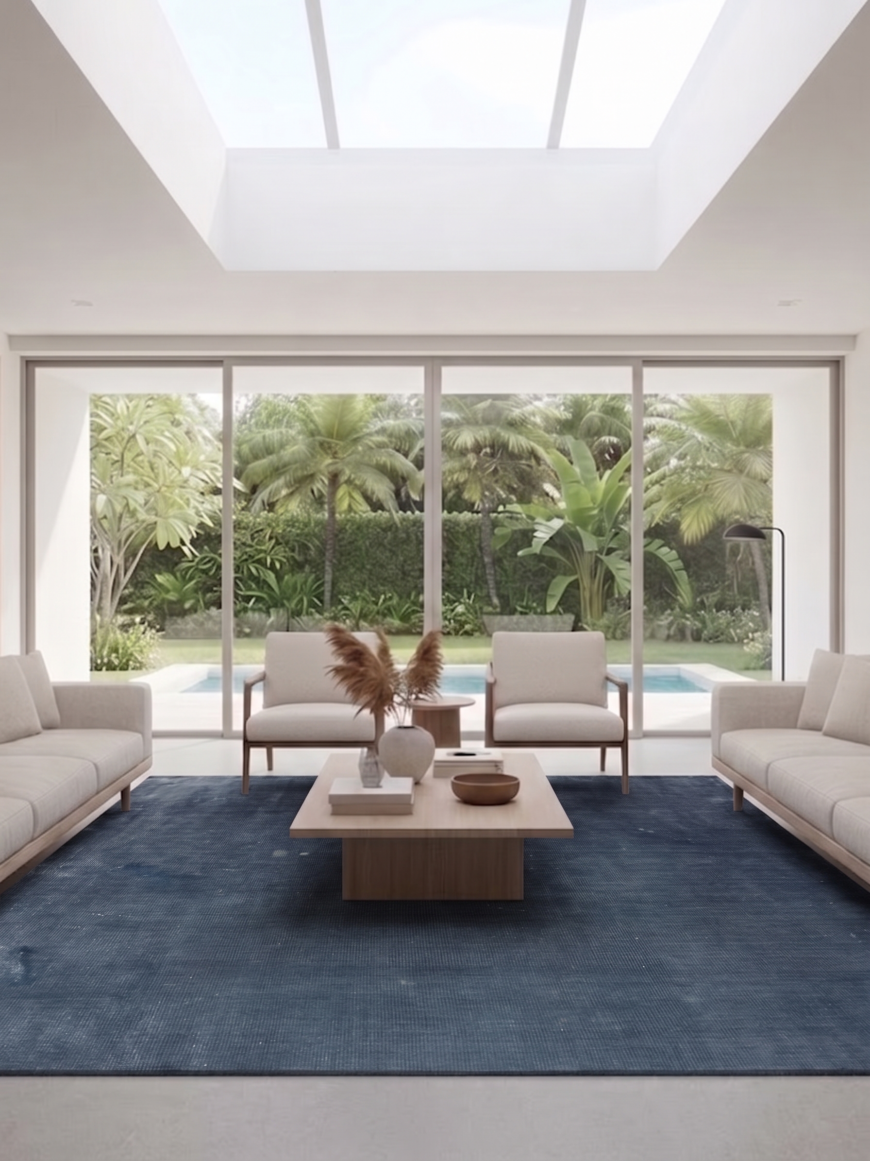 Contemporary Solid Slate Blue, India (contemporary export production) modern rug, in slate blue, Bamboo Silk, 210 × 305 cm (6'11" × 10'0"), Nasim Carpets Malaysia — view 2