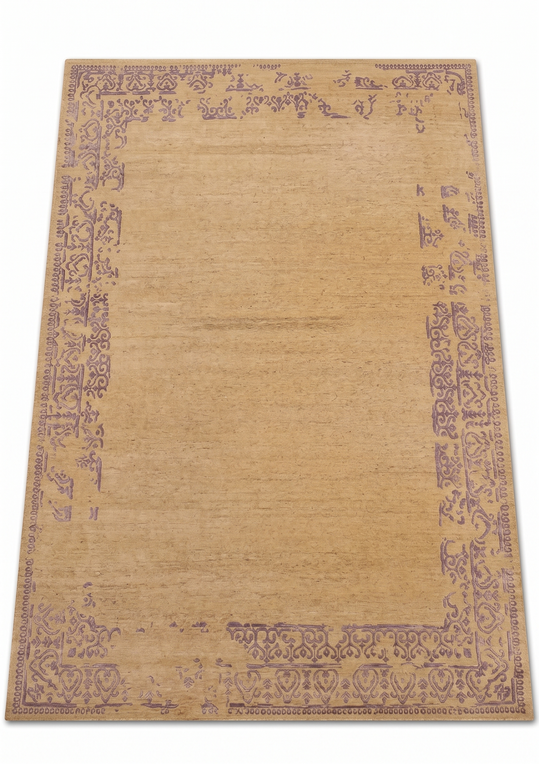 Indo-Persian Arabesque Sand Lavender, India (Indo-Persian tradition) modern rug, in warm sand, Bamboo Silk, 201 × 305 cm (6'7" × 10'0"), Nasim Carpets Malaysia — view 1
