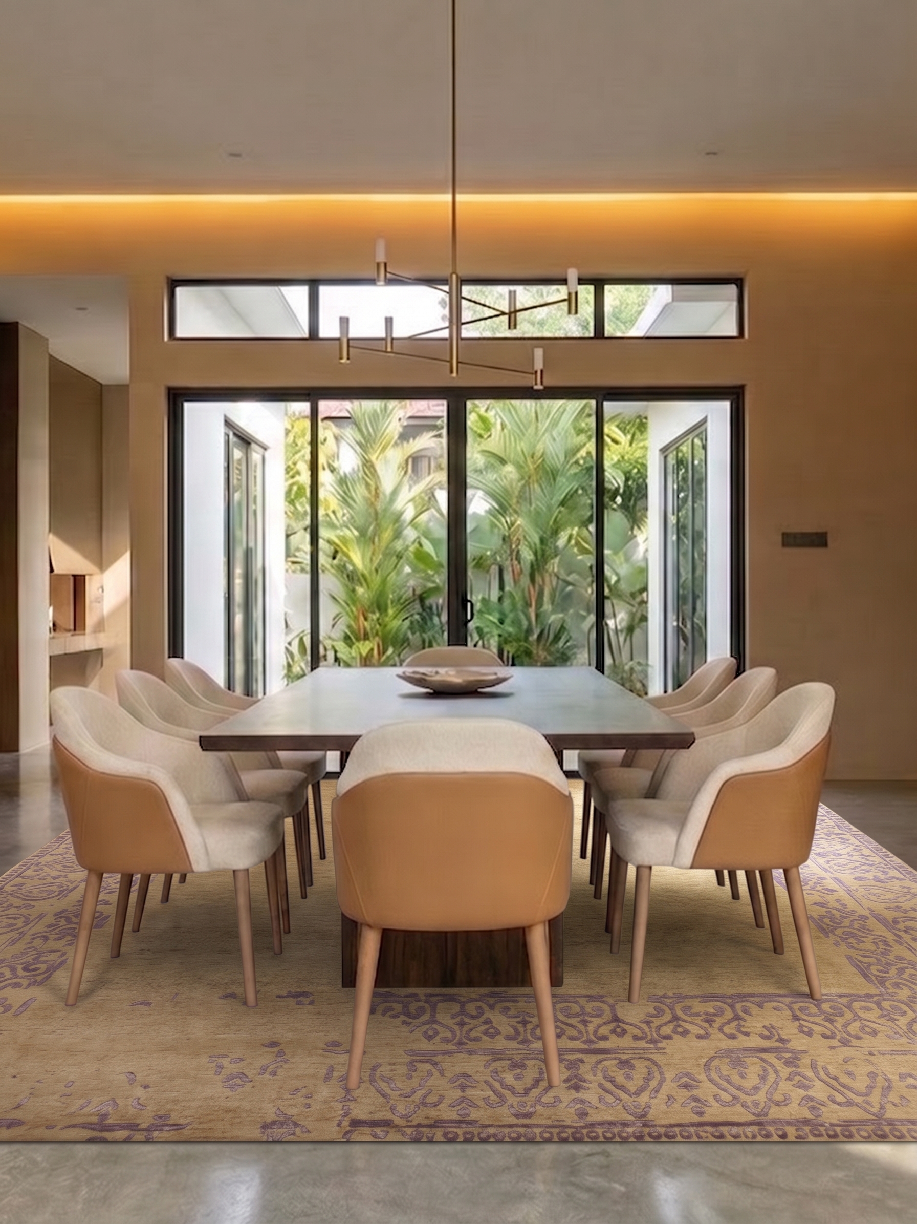 Indo-Persian Arabesque Sand Lavender, India (Indo-Persian tradition) modern rug, in warm sand, Bamboo Silk, 201 × 305 cm (6'7" × 10'0"), Nasim Carpets Malaysia — view 2