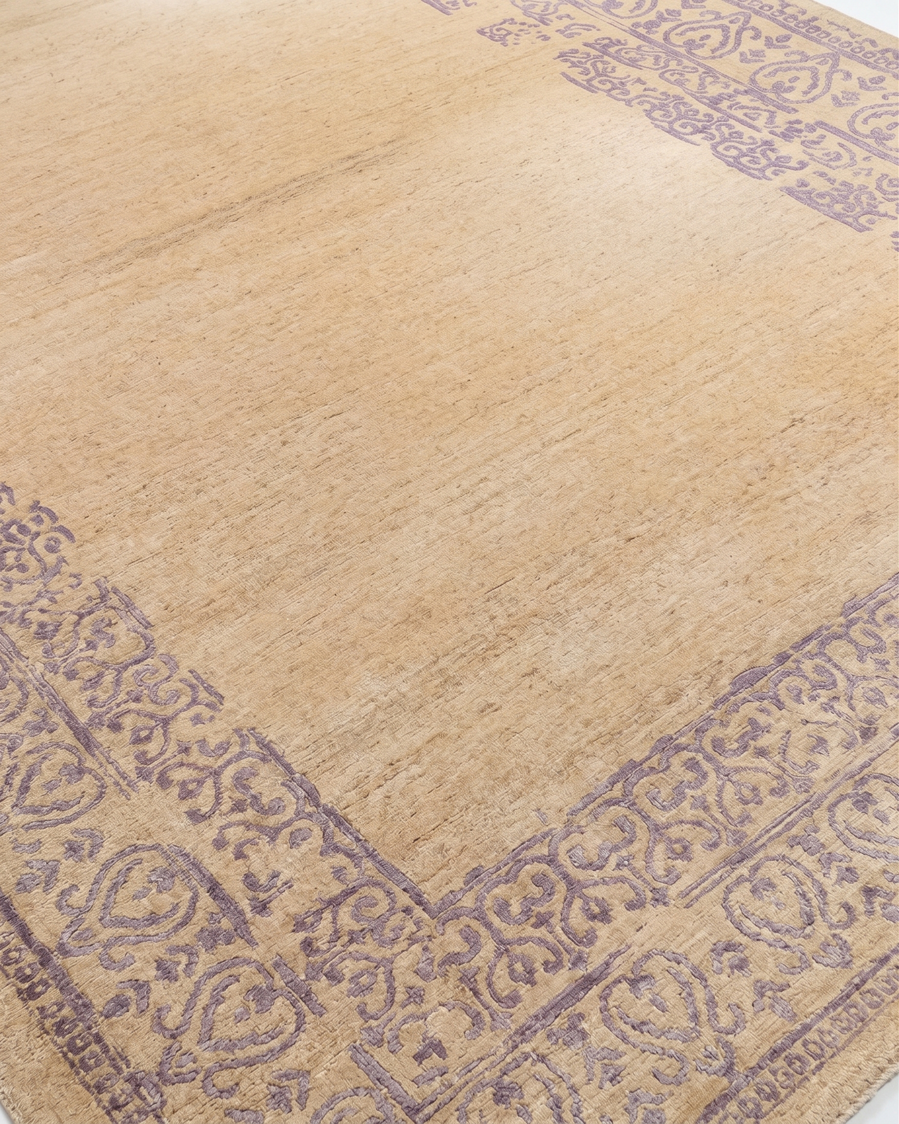 Indo-Persian Arabesque Sand Lavender, India (Indo-Persian tradition) modern rug, in warm sand, Bamboo Silk, 201 × 305 cm (6'7" × 10'0"), Nasim Carpets Malaysia — view 3