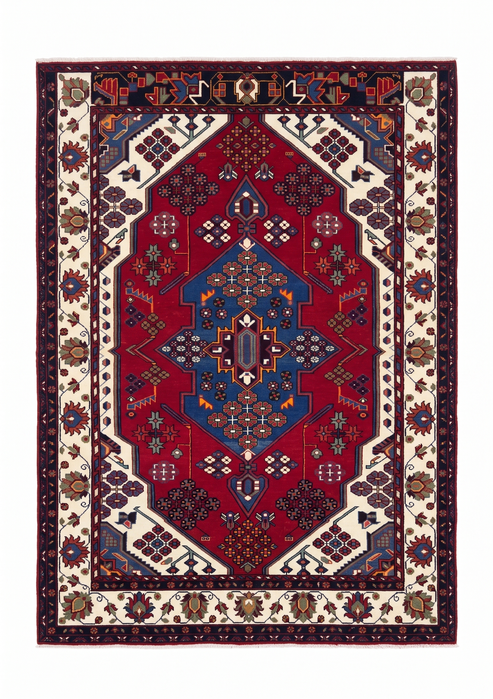 Nahavand Medallion Crimson, Nahavand, Hamadan Province, Iran tribal rug, in crimson red, Wool, 137 × 210 cm (4'6" × 6'11"), Nasim Carpets Malaysia — view 1