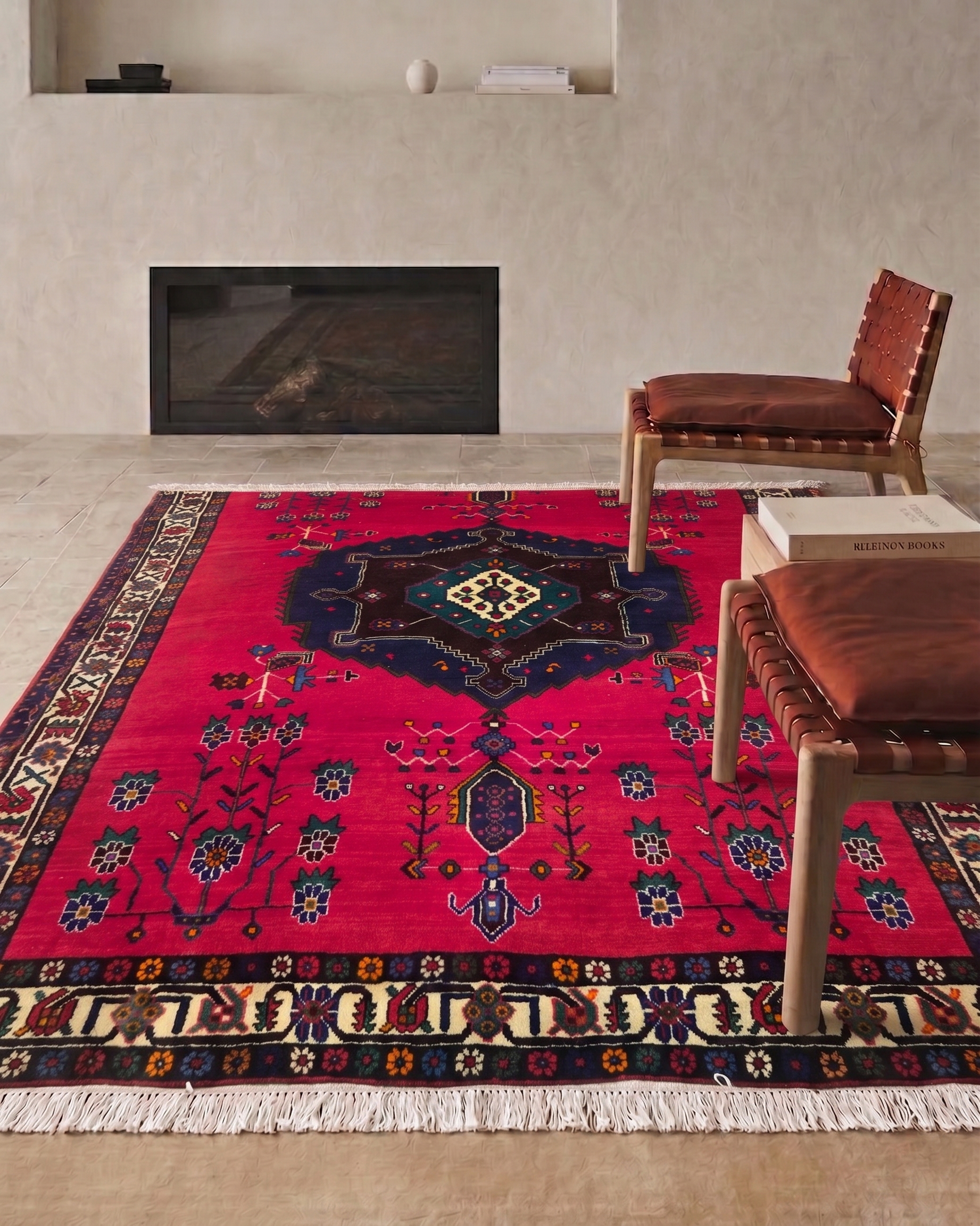 Luri Tribal Medallion Crimson, Luristan, Iran tribal rug, in crimson red, Wool, 152 × 213 cm (5'0" × 7'0"), Nasim Carpets Malaysia — view 2