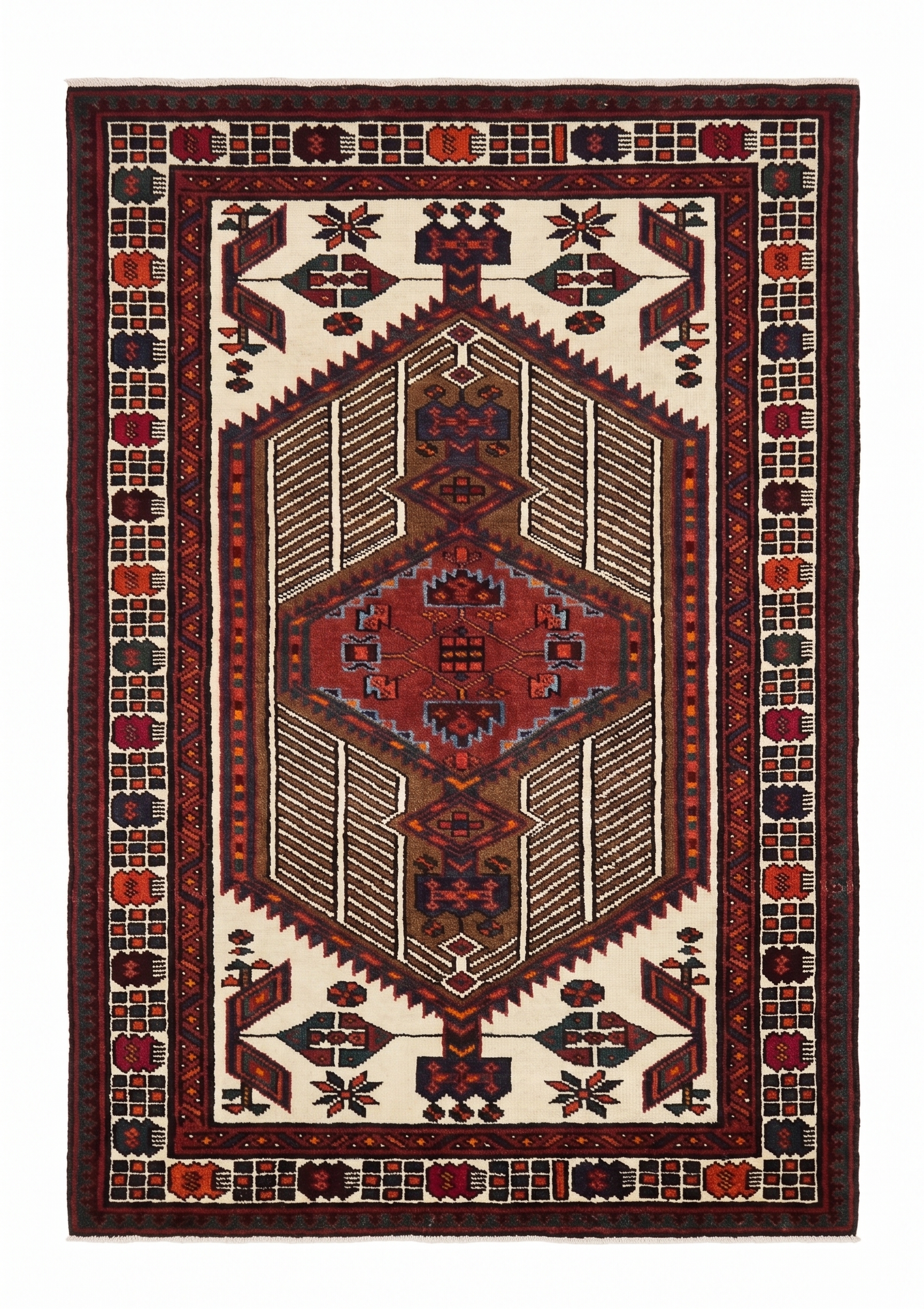 Hamadan Medallion Ivory, Hamadan Region, Iran tribal rug, in ivory, Wool, 91 × 158 cm (3'0" × 5'2"), Nasim Carpets Malaysia — view 1