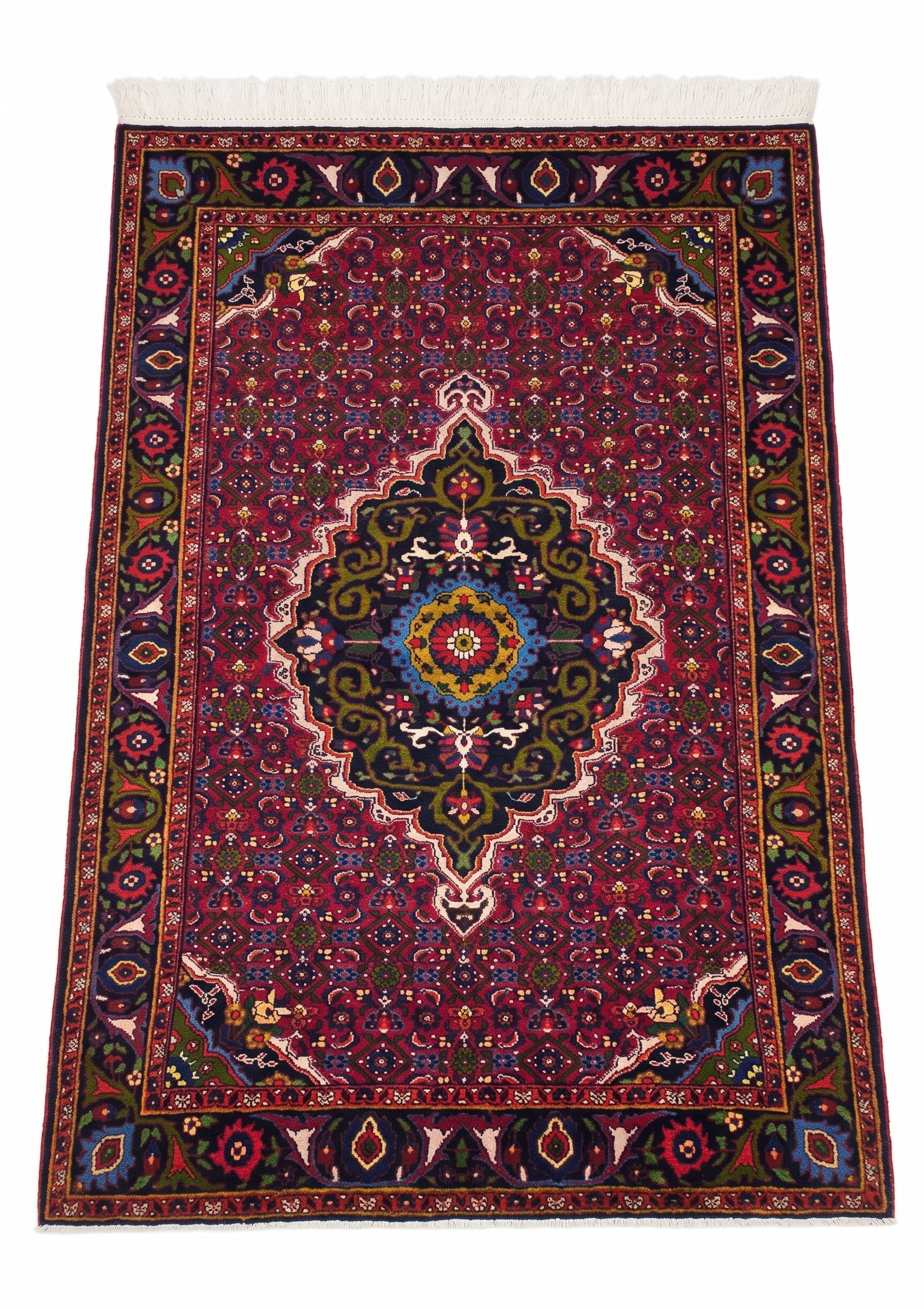 Bidjar Medallion Crimson, Bidjar, Kurdistan Province, Iran tribal rug, in crimson red, Wool, 122 × 226 cm (4'0" × 7'5"), Nasim Carpets Malaysia — view 1