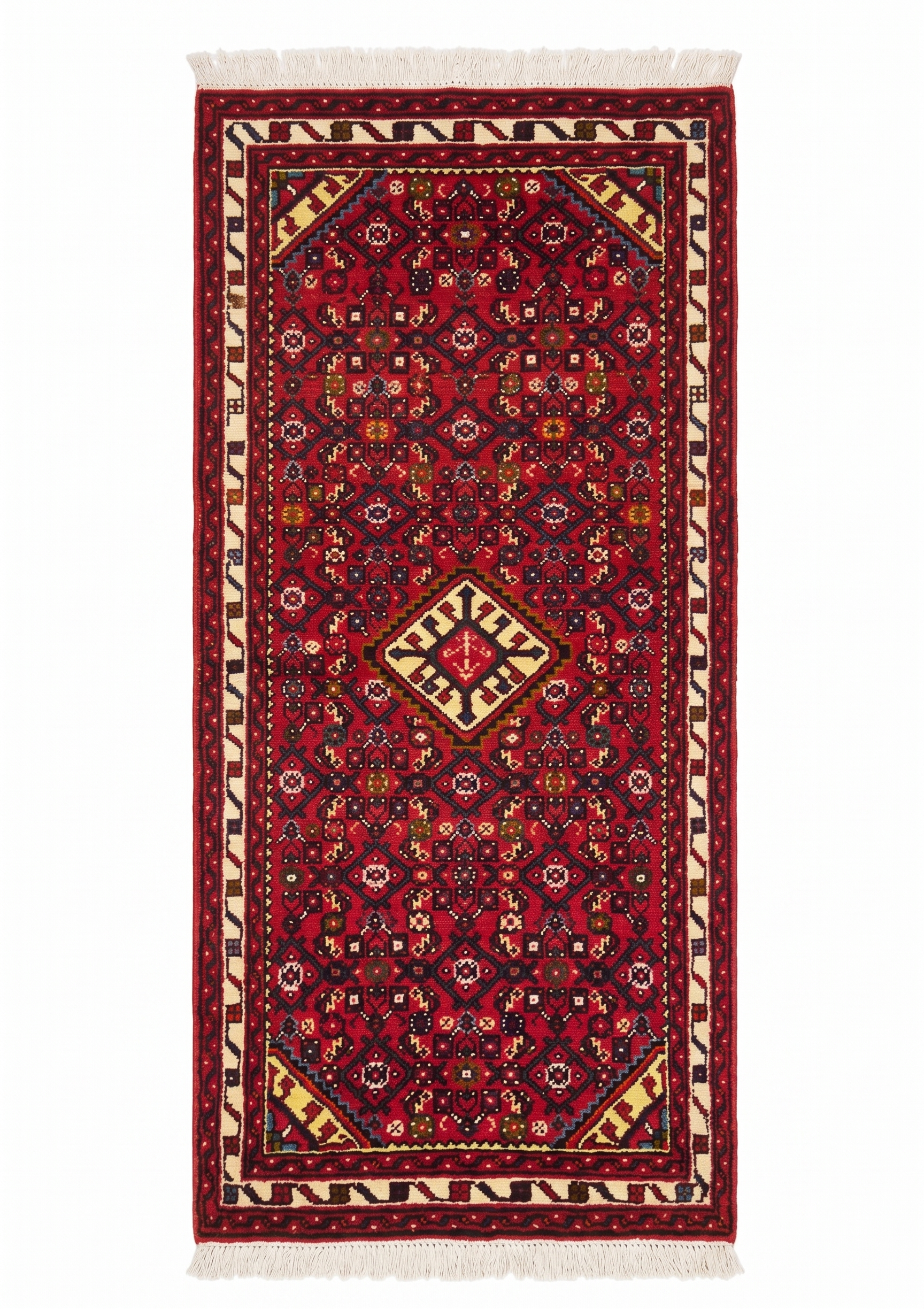 Hamedan All-Over Crimson Runner, Hamedan, Iran tribal rug, in crimson red, Wool, 79 × 201 cm (2'7" × 6'7"), Nasim Carpets Malaysia — view 1