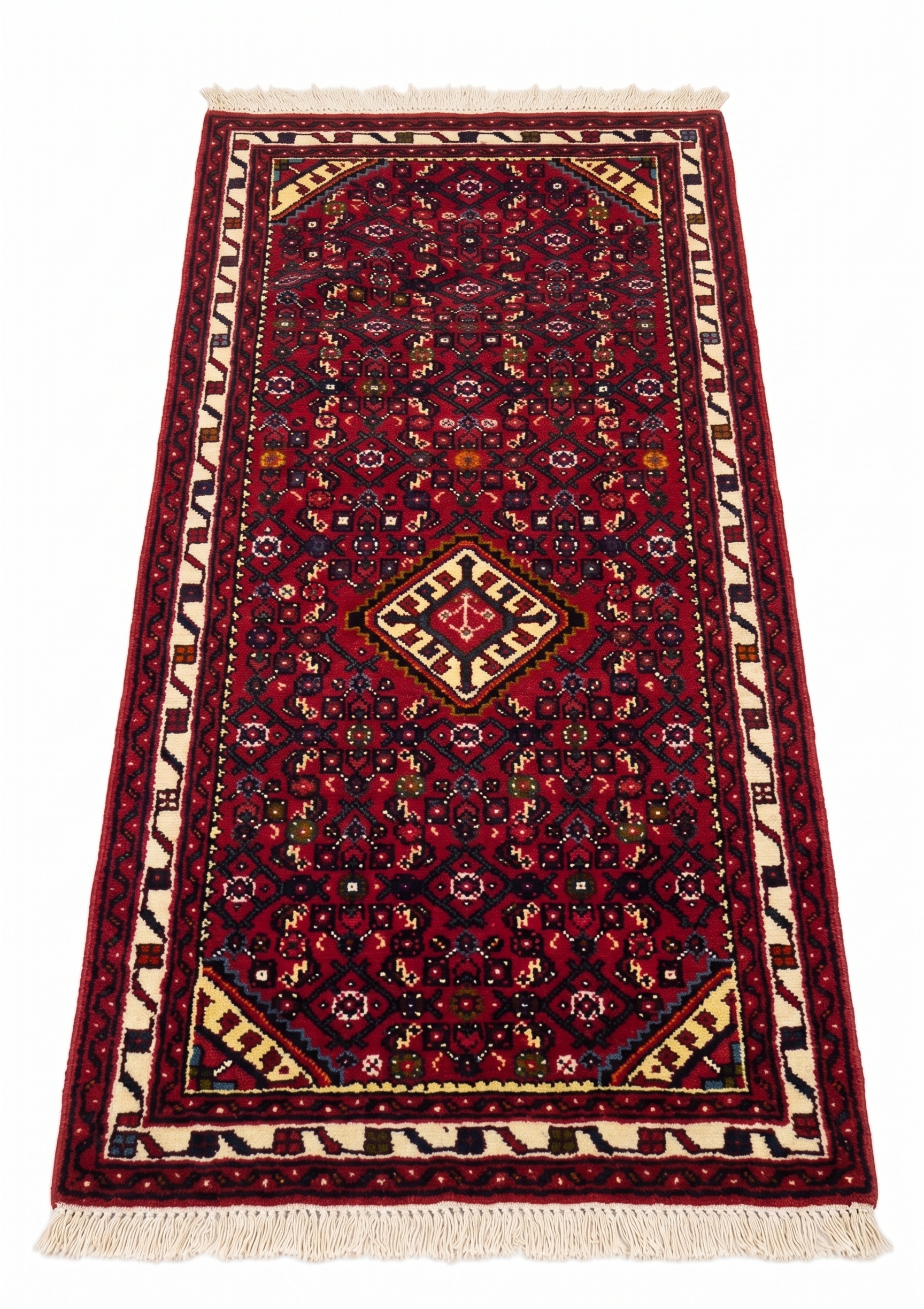 Hamedan All-Over Crimson Runner, Hamedan, Iran tribal rug, in crimson red, Wool, 76 × 201 cm (2'6" × 6'7"), Nasim Carpets Malaysia — view 1