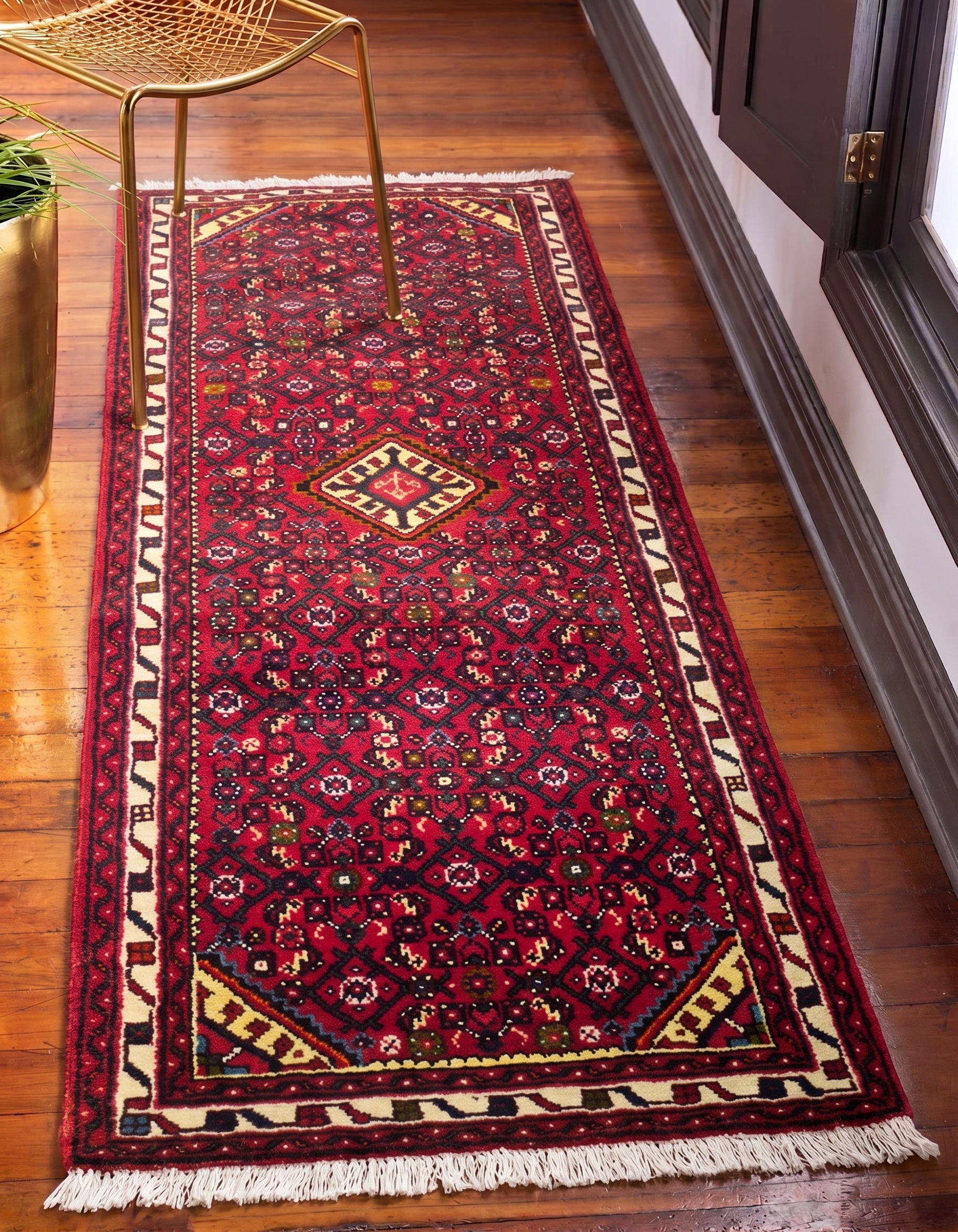 Hamedan All-Over Crimson Runner, Hamedan, Iran tribal rug, in crimson red, Wool, 76 × 201 cm (2'6" × 6'7"), Nasim Carpets Malaysia — view 2