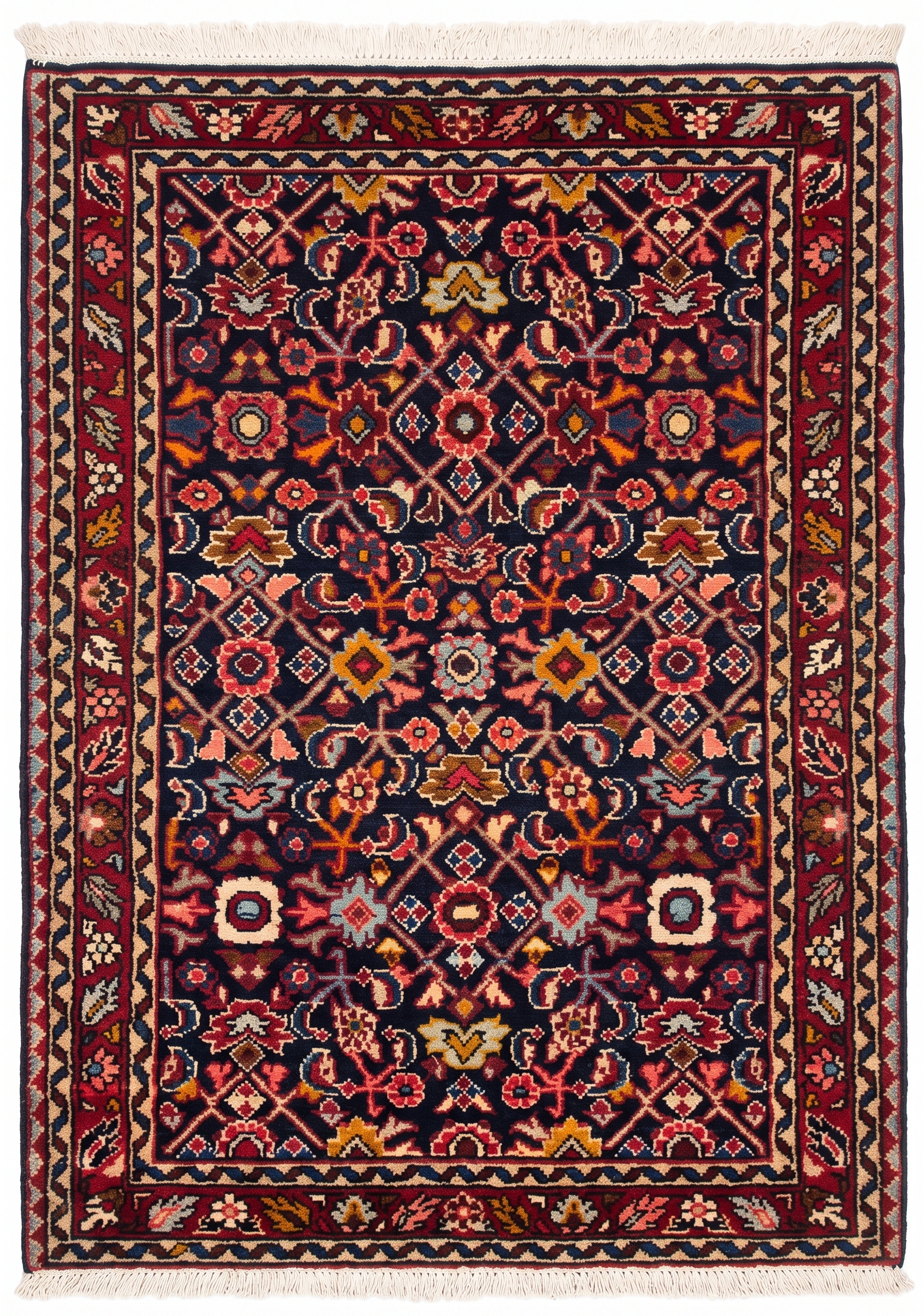 Malayir All-Over Herati Navy, Malayir, Hamadan Province, Iran tribal rug, in midnight navy, Wool, 98 × 213 cm (3'3" × 7'0"), Nasim Carpets Malaysia — view 1