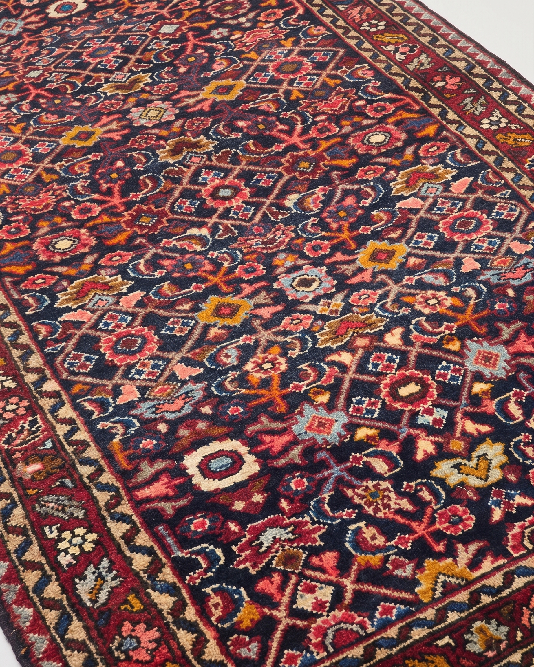 Malayir All-Over Herati Navy, Malayir, Hamadan Province, Iran tribal rug, in midnight navy, Wool, 98 × 213 cm (3'3" × 7'0"), Nasim Carpets Malaysia — view 3