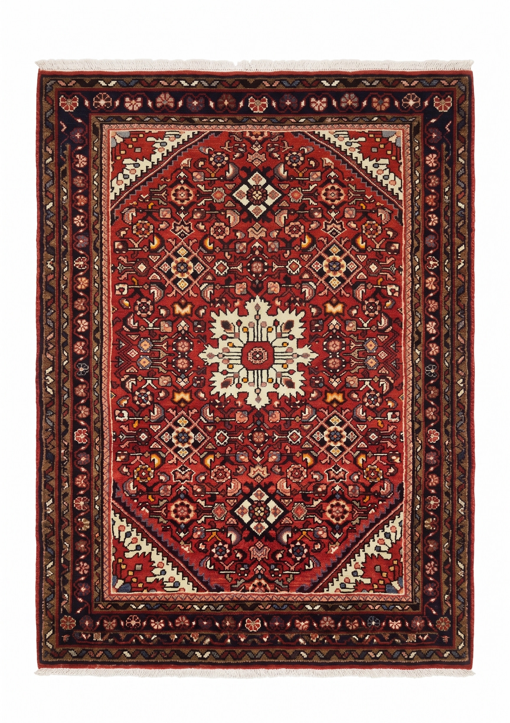 Hamedan Medallion Red, Hamedan, Iran tribal rug, in madder red, Wool, 104 × 171 cm (3'5" × 5'7"), Nasim Carpets Malaysia — view 1